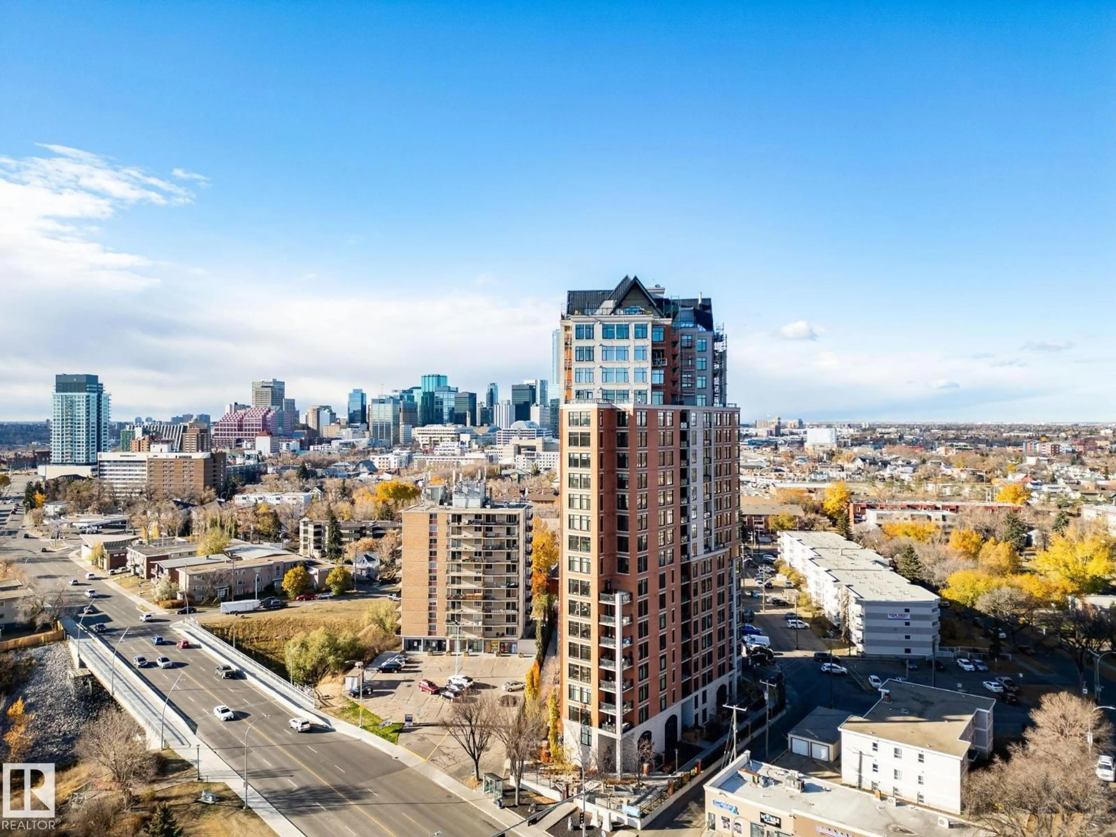 A pic from outside/outdoor area/front of a property/back of a property/a pic from drone, city buildings view from balcony for #1904 - 9020 JASPER AV, Edmonton Alberta T5H3S8