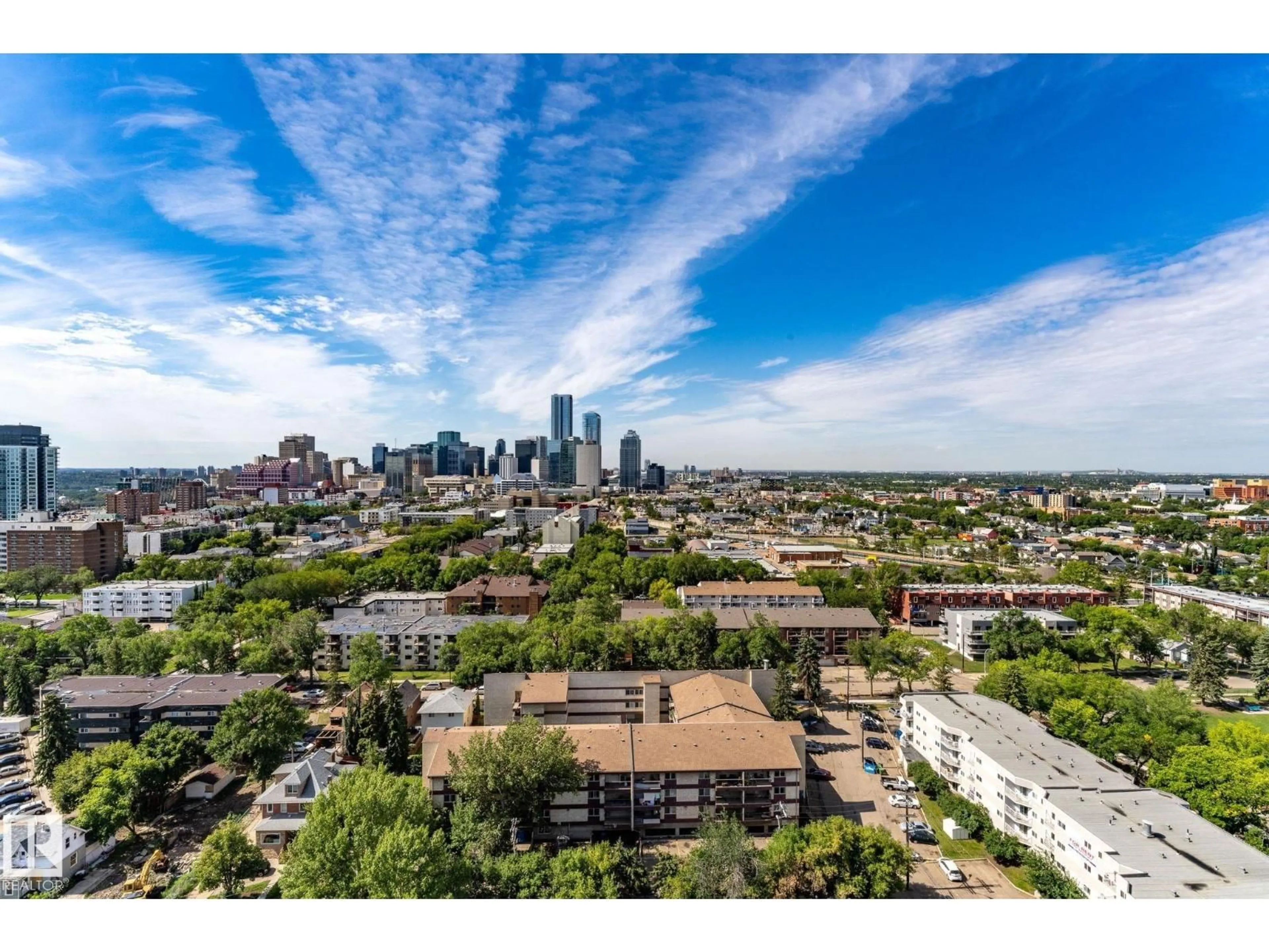 A pic from outside/outdoor area/front of a property/back of a property/a pic from drone, city buildings view from balcony for #1904 - 9020 JASPER AV, Edmonton Alberta T5H3S8