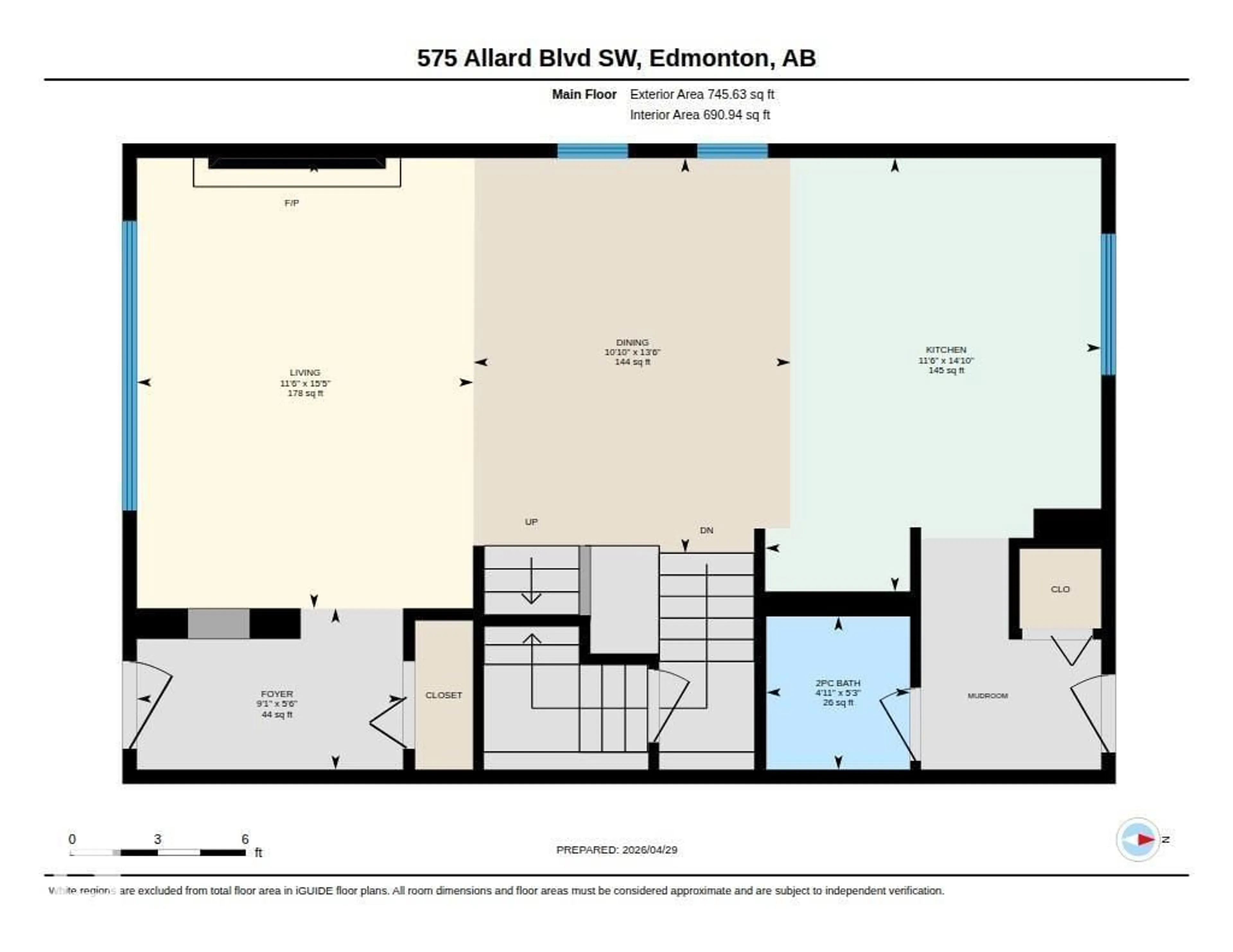 Floor plan for 575 ALLARD BV, Edmonton Alberta T6W0X4