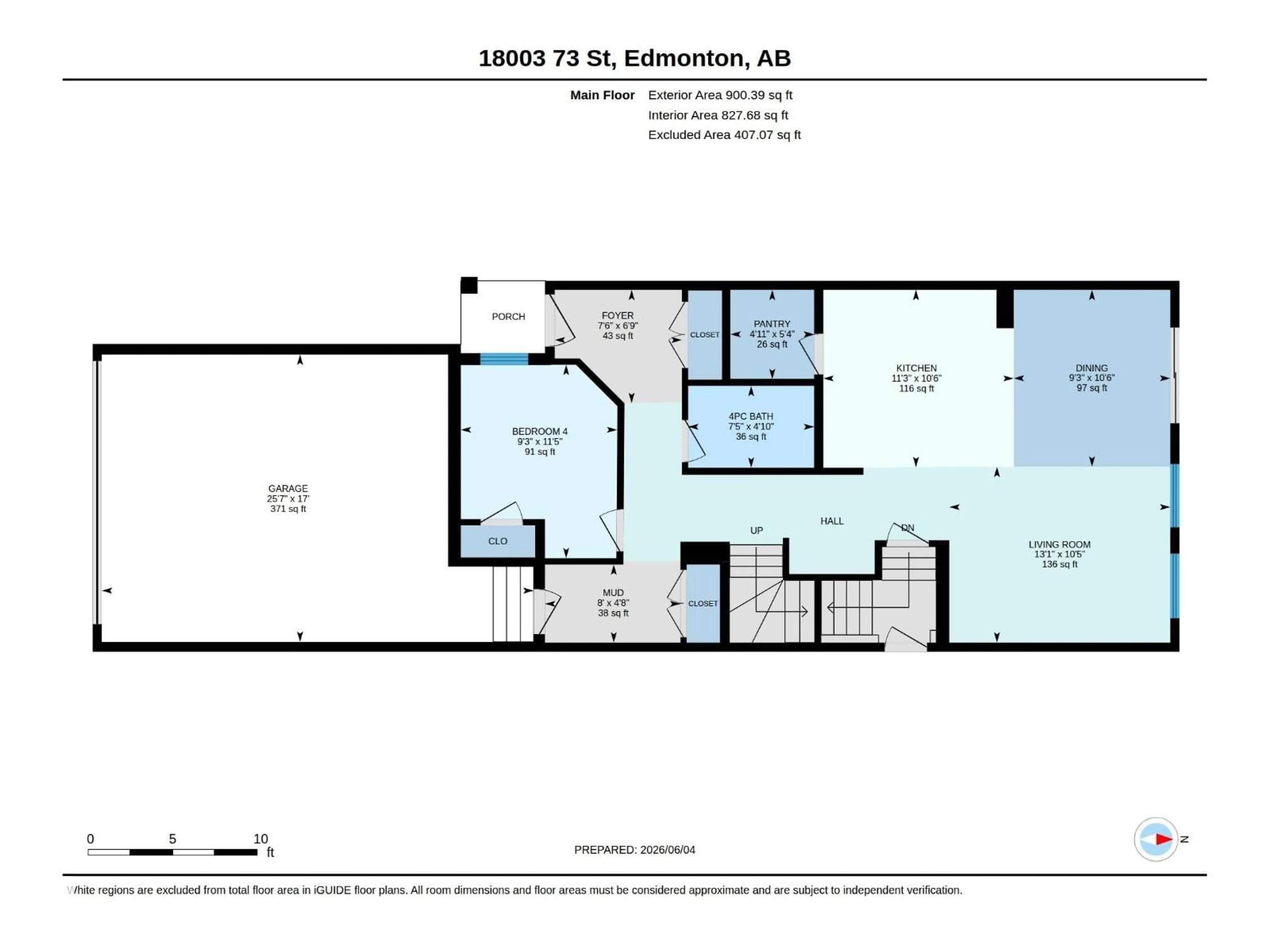 Floor plan for 18003 73 ST NW, Edmonton Alberta T5Z0W7