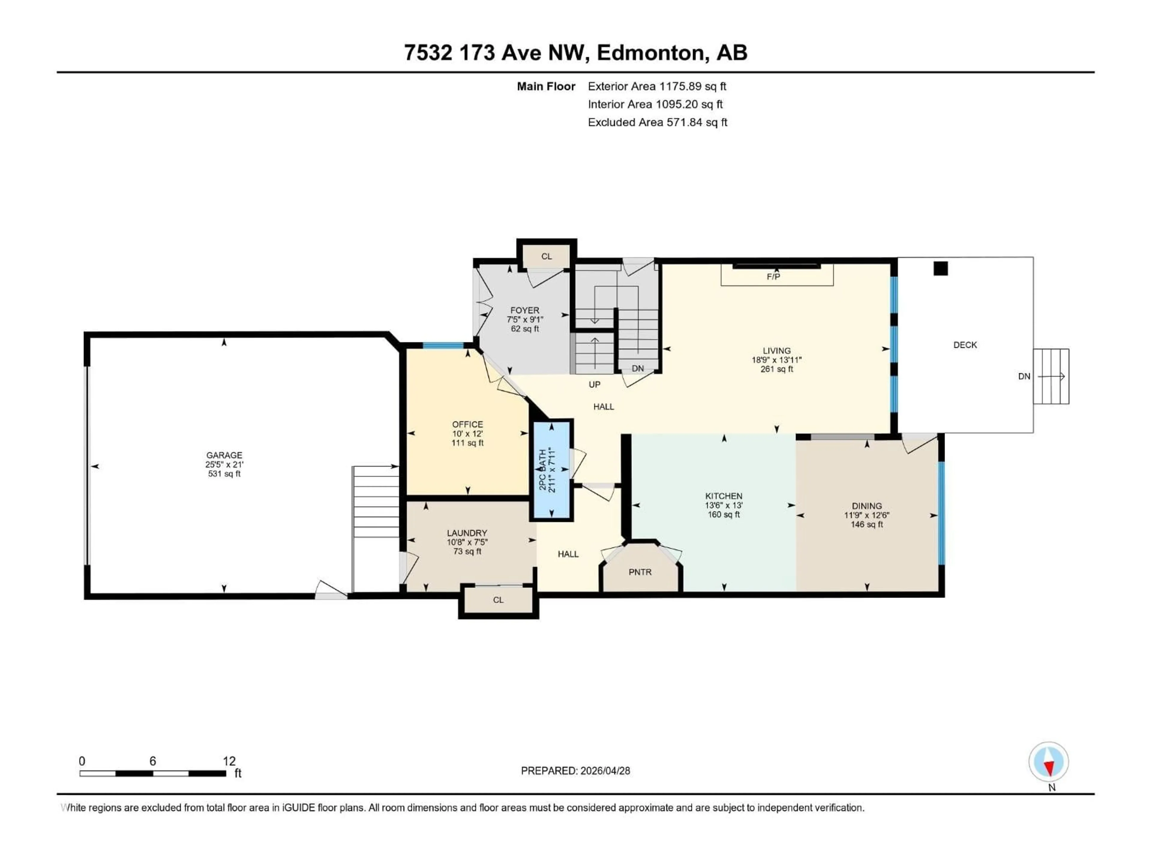 Floor plan for 7532 173 AV, Edmonton Alberta T5Z0J6