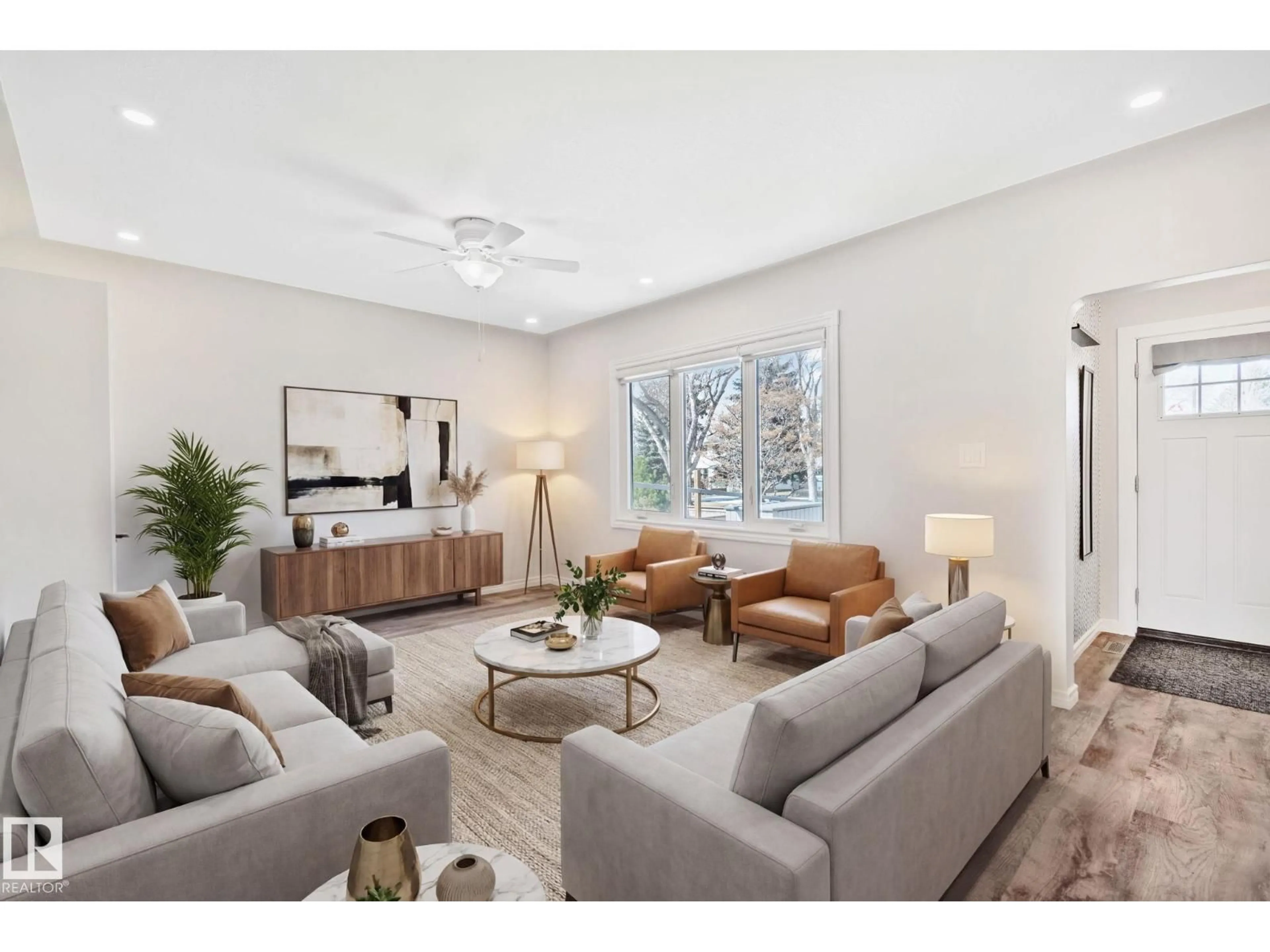 Living room with furniture, unknown for NW - 13635 108 AV, Edmonton Alberta T5M2C7