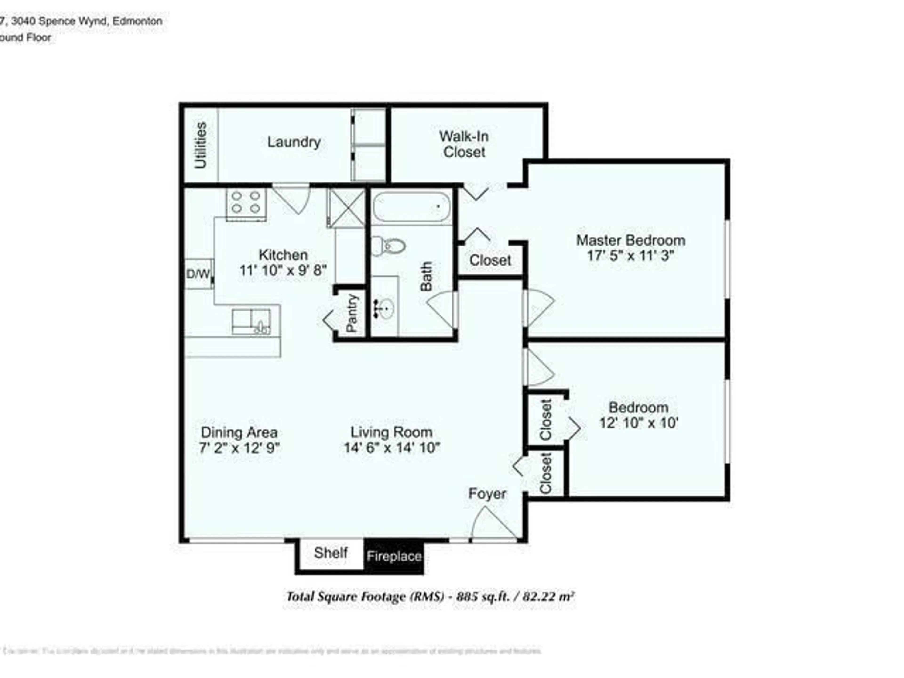 Floor plan for 111 - 3040 SPENCE WD, Edmonton Alberta T6X1N7