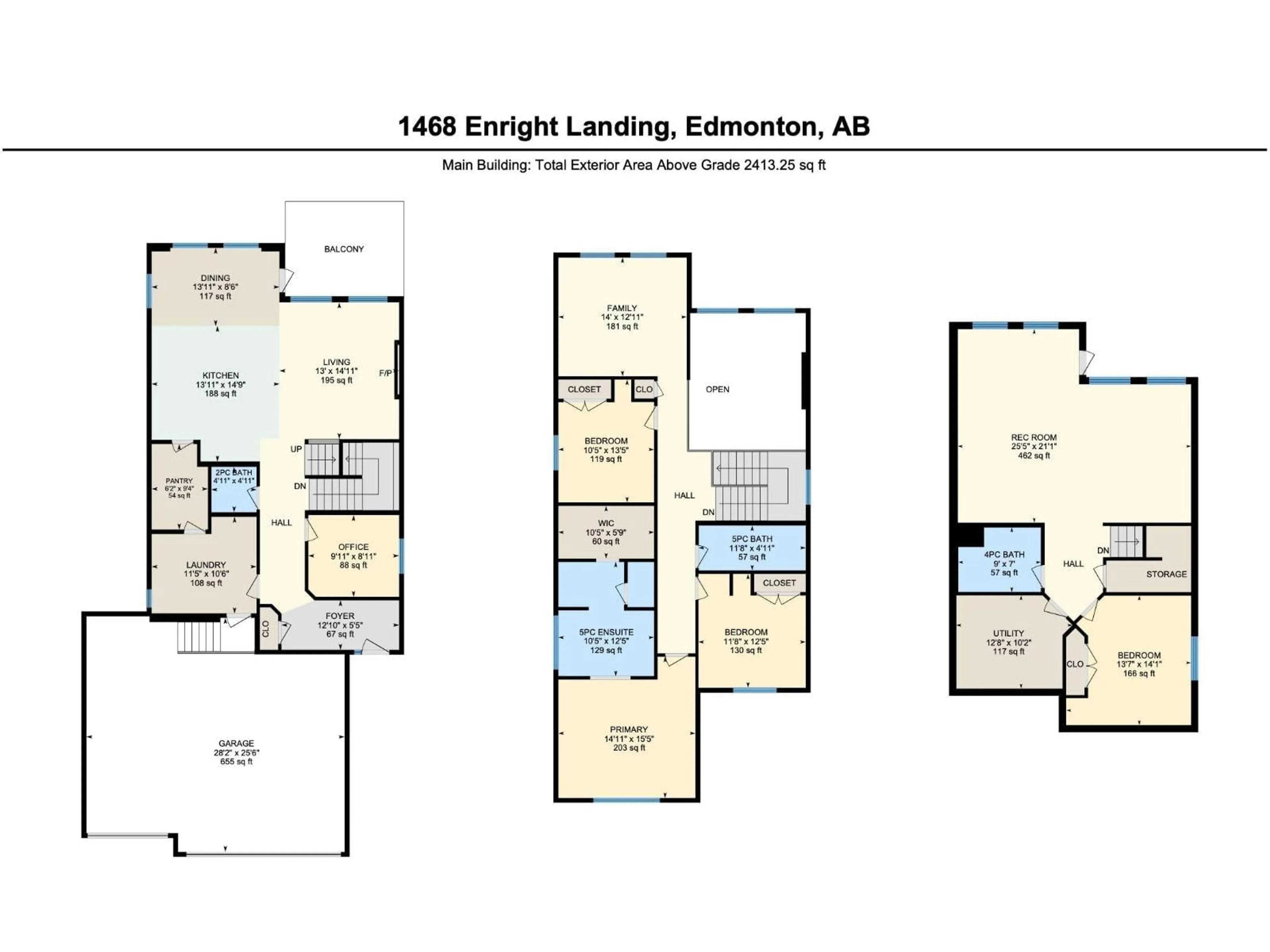 Floor plan for 1468 ENRIGHT LD, Edmonton Alberta T6M0Z2