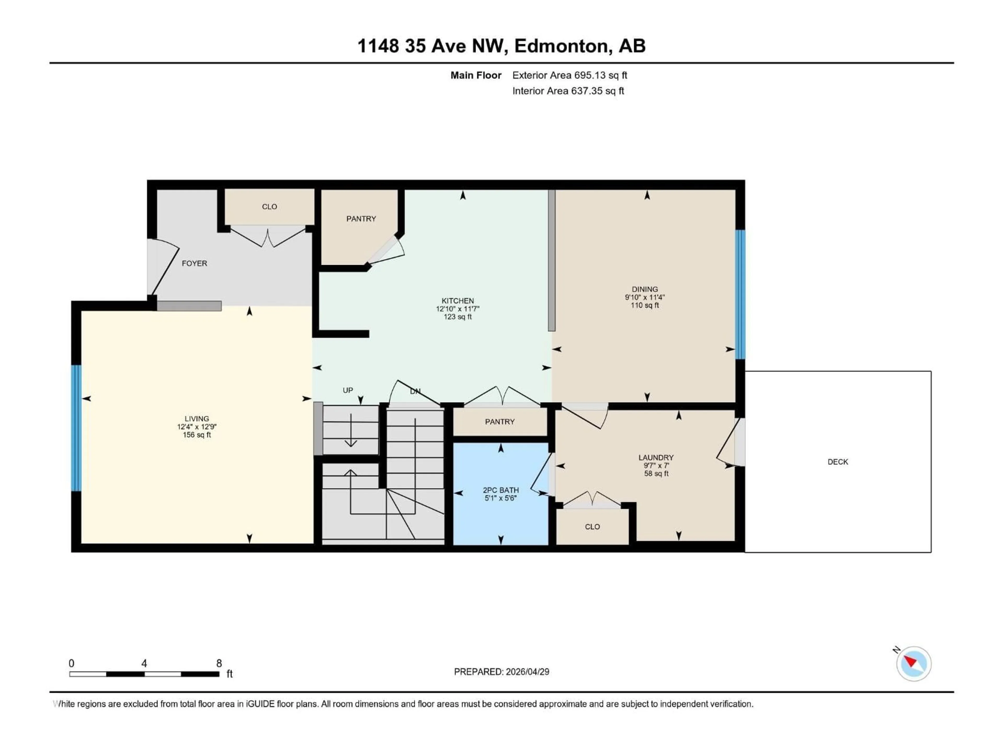 Floor plan for 1148 35 AV, Edmonton Alberta T6T0J6