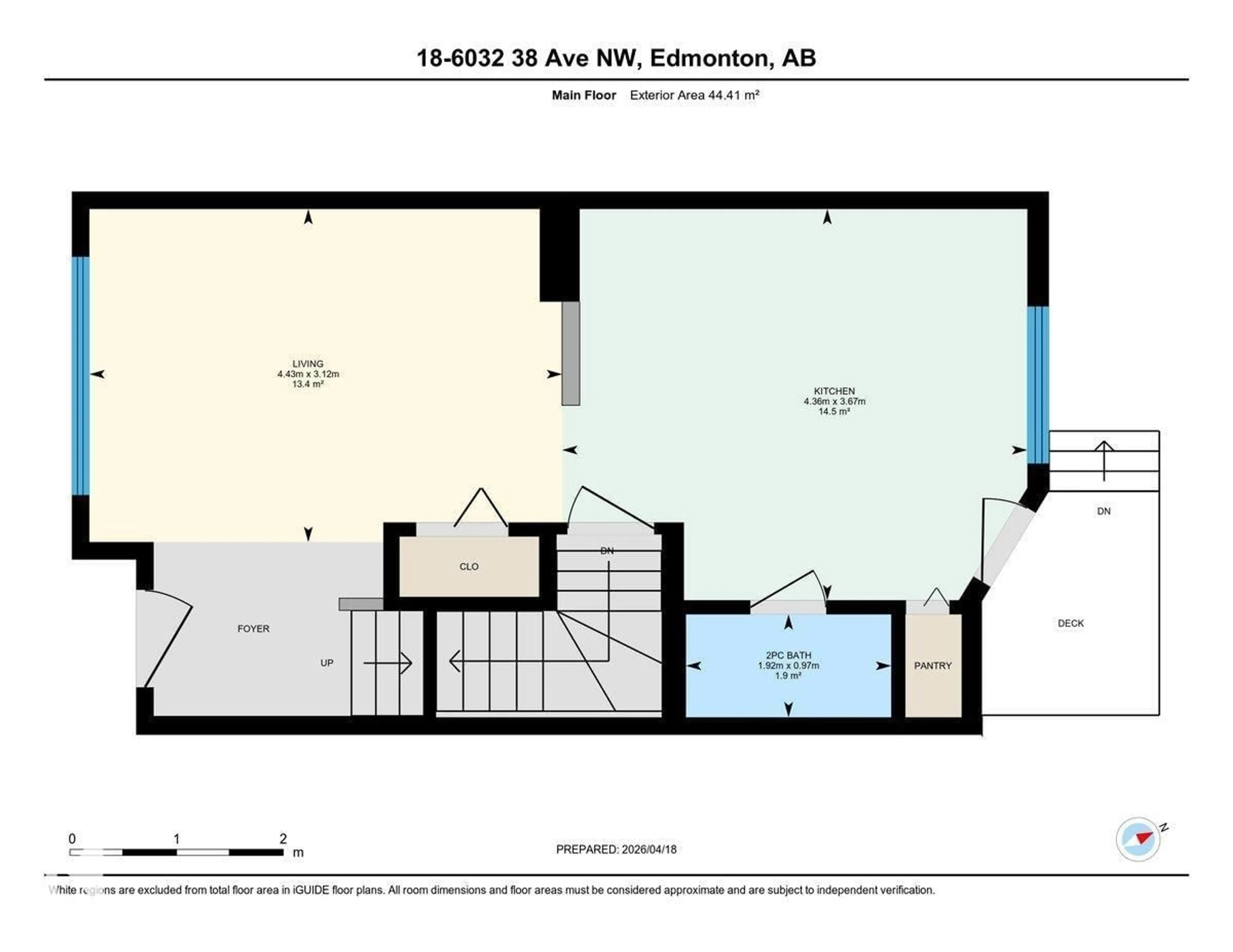 Floor plan for #18 - 6032 38 AV NW, Edmonton Alberta T6L0A4