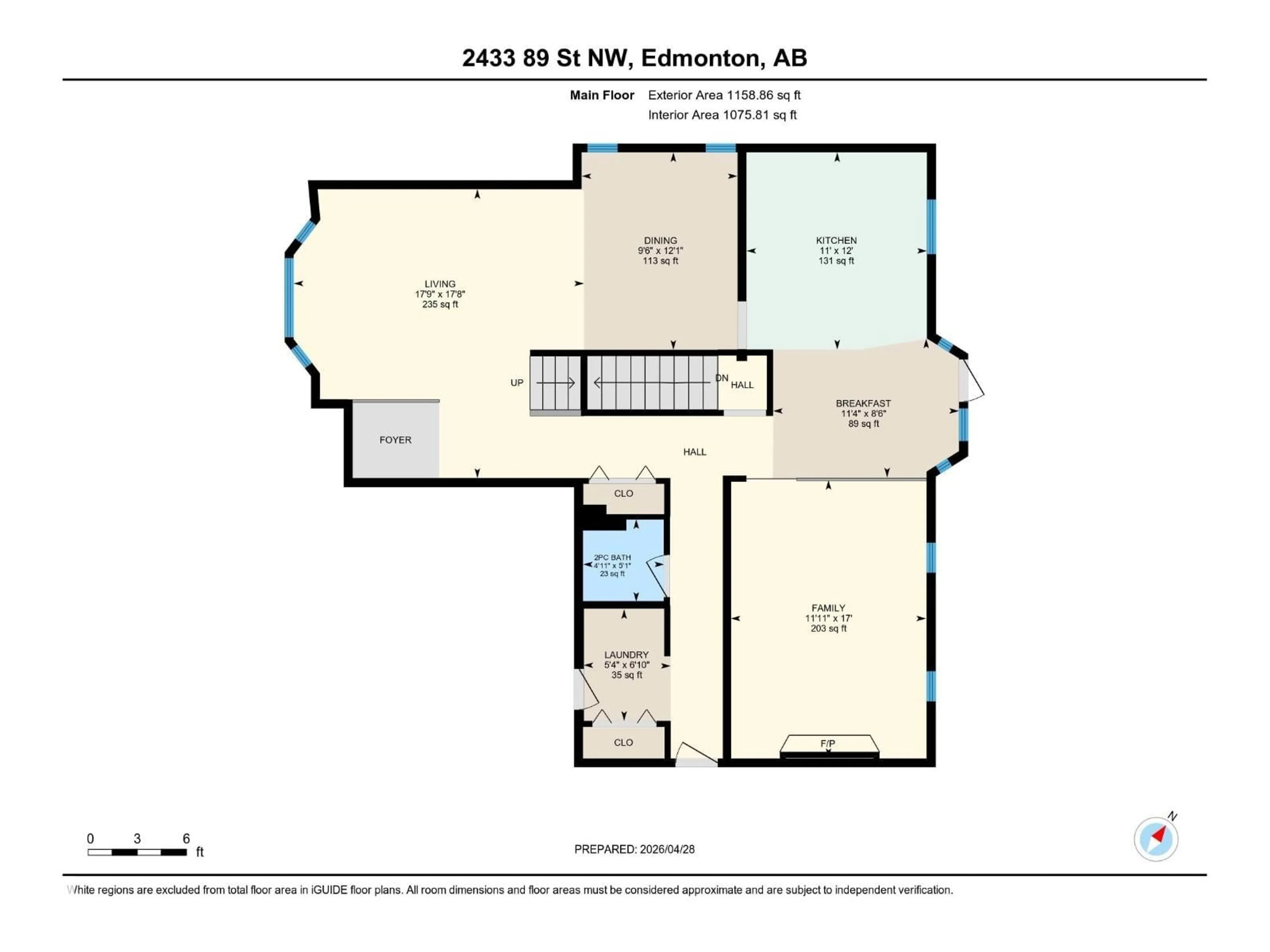 Floor plan for NW - 2433 89 ST, Edmonton Alberta T6K2Y8