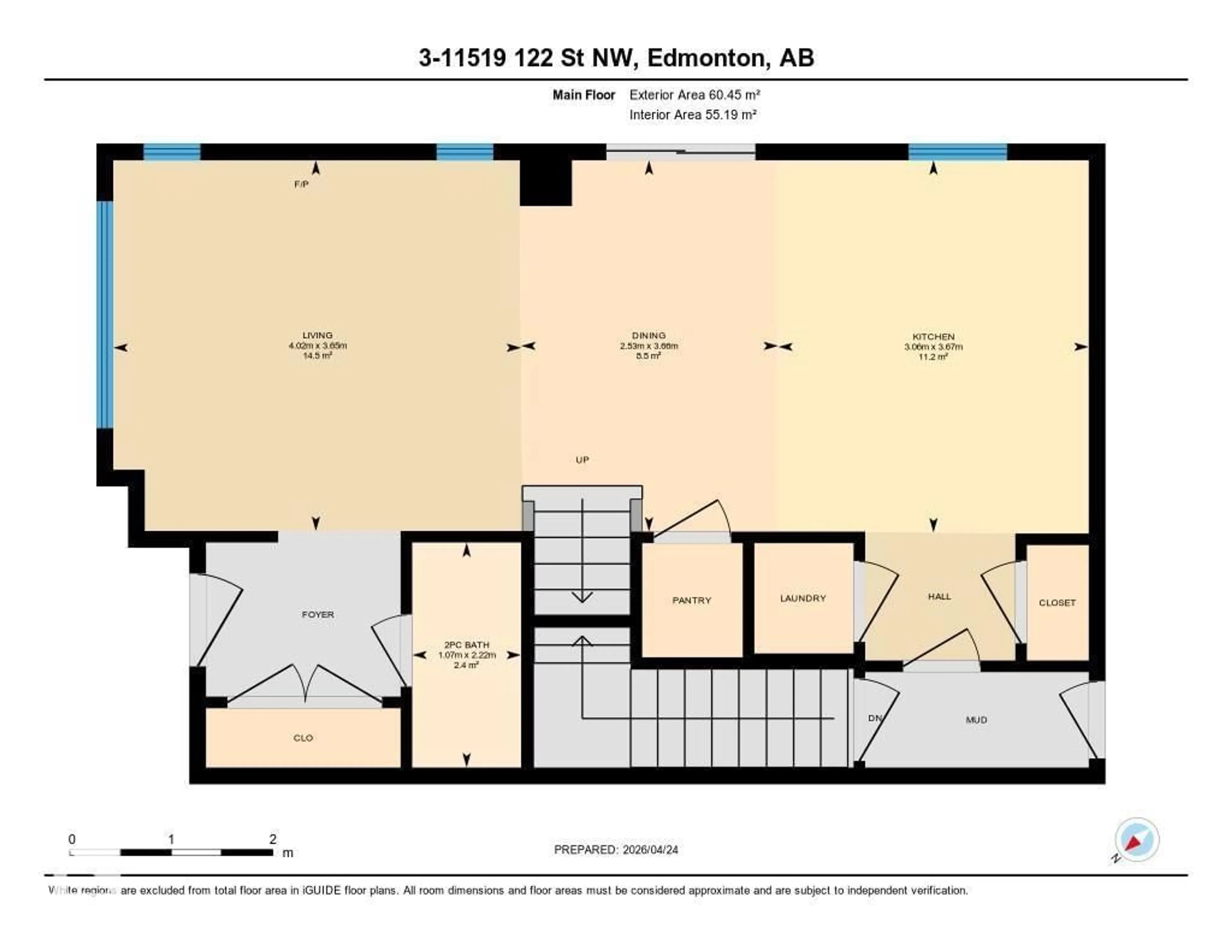 Floor plan for #3 - 11519 122 ST NW, Edmonton Alberta T6M0B6