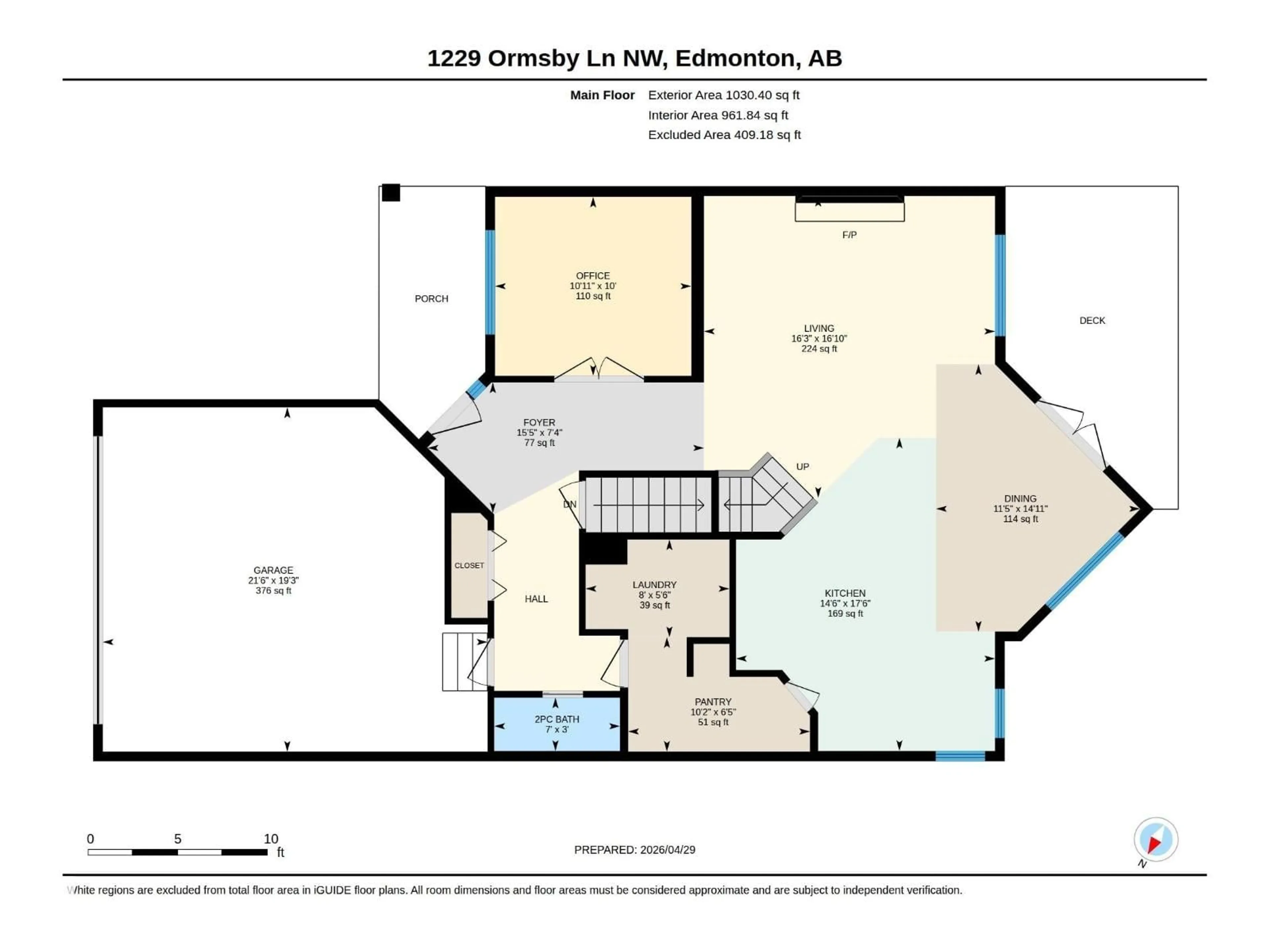 Floor plan for 1229 ORMSBY LN, Edmonton Alberta T5T6R2