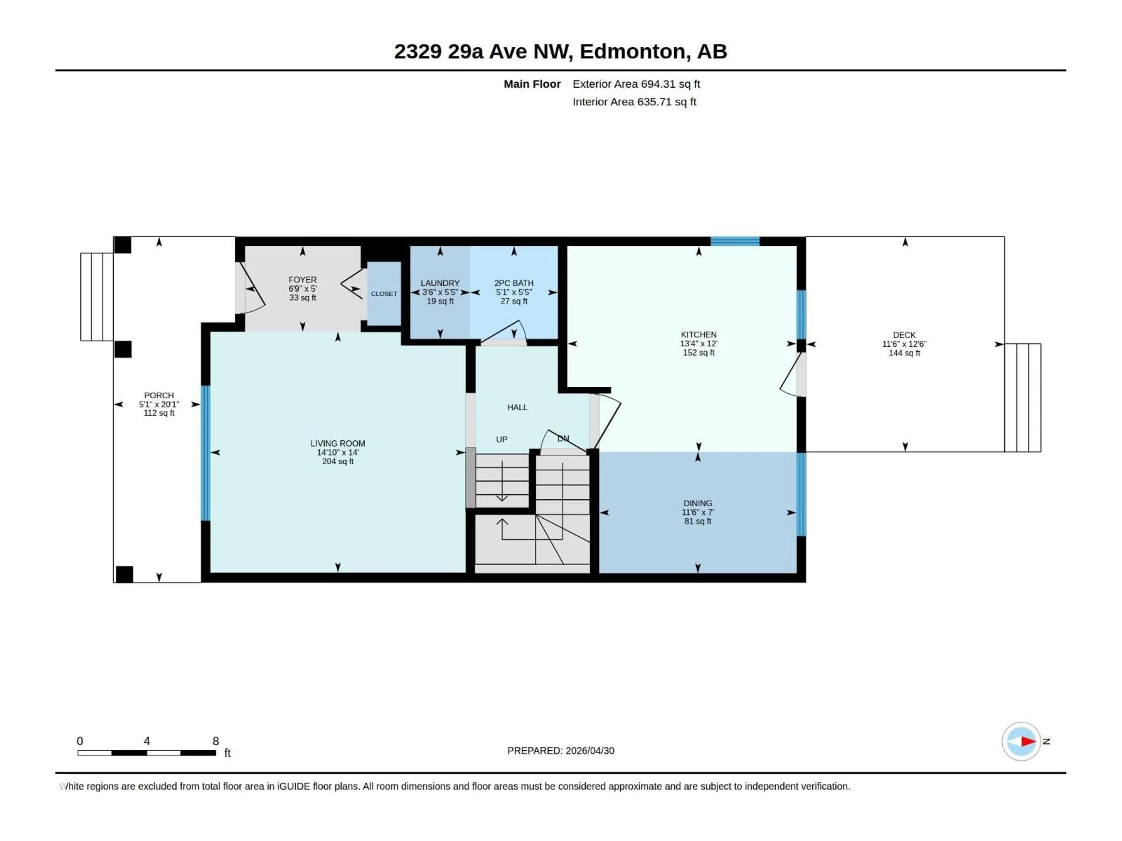 Floor plan for 2329 29A AV, Edmonton Alberta T6T2B1