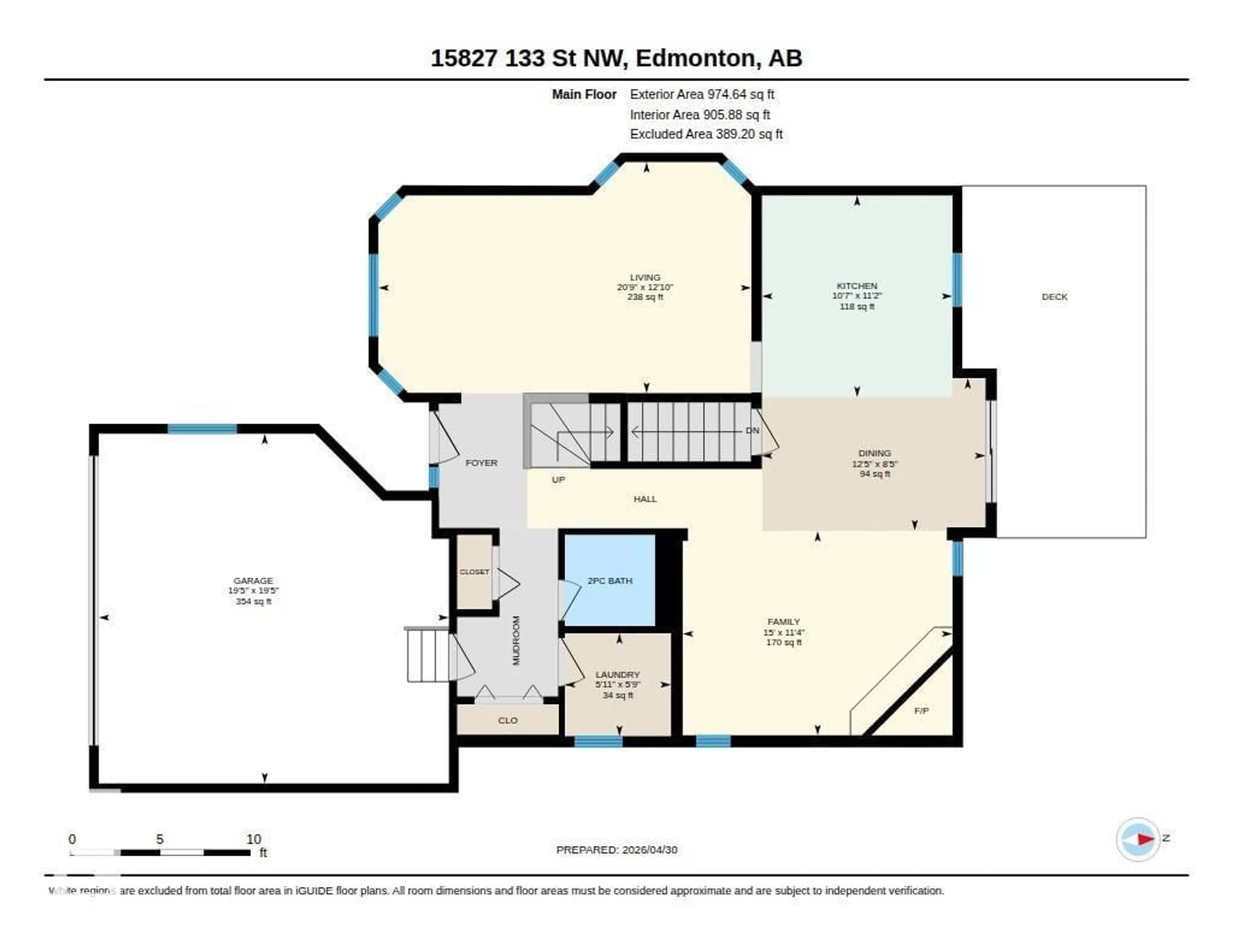 Floor plan for NW - 15827 133 ST, Edmonton Alberta T6V1E5