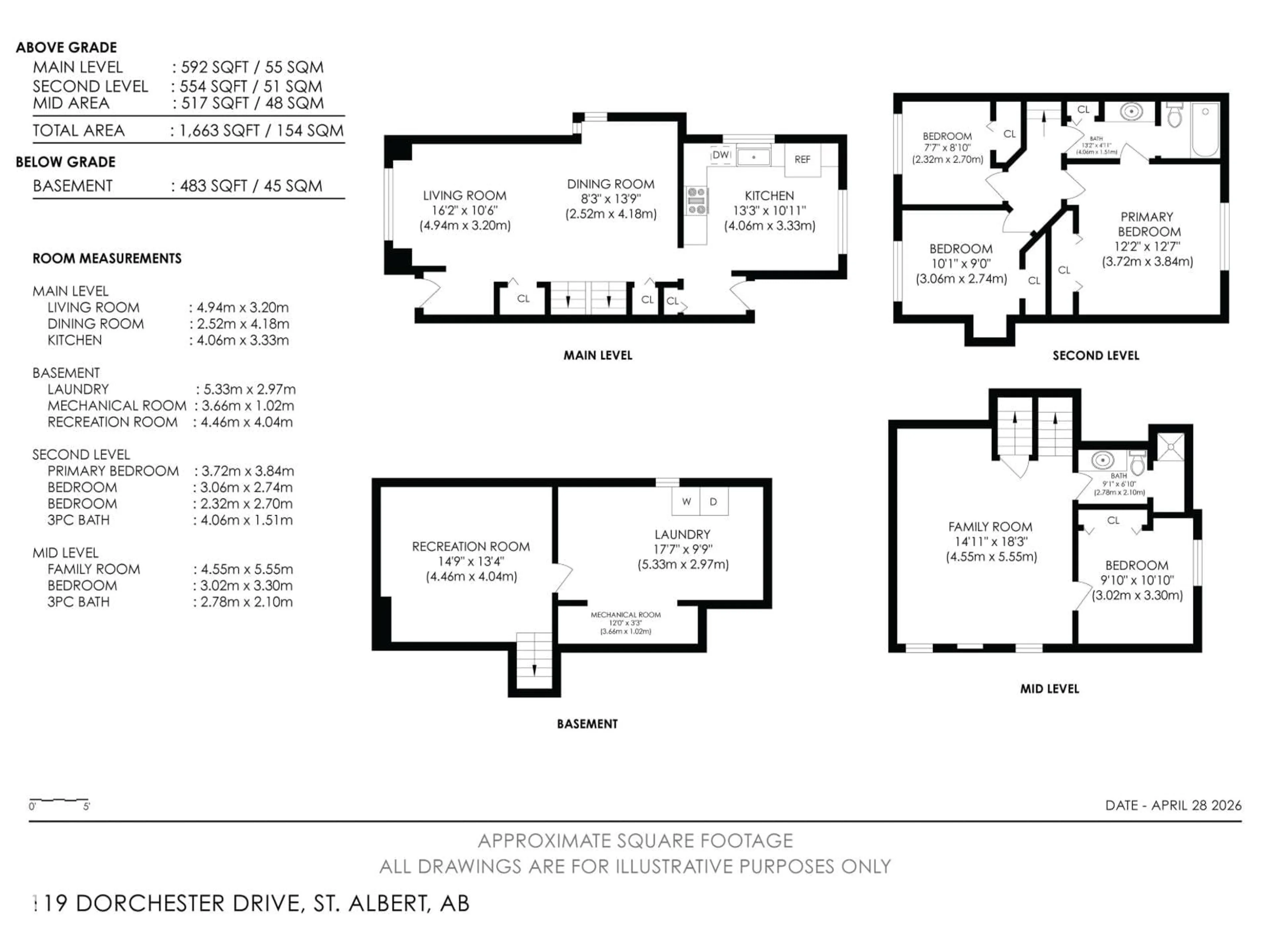 Floor plan for 119 DORCHESTER DR, St. Albert Alberta T8N4Y4
