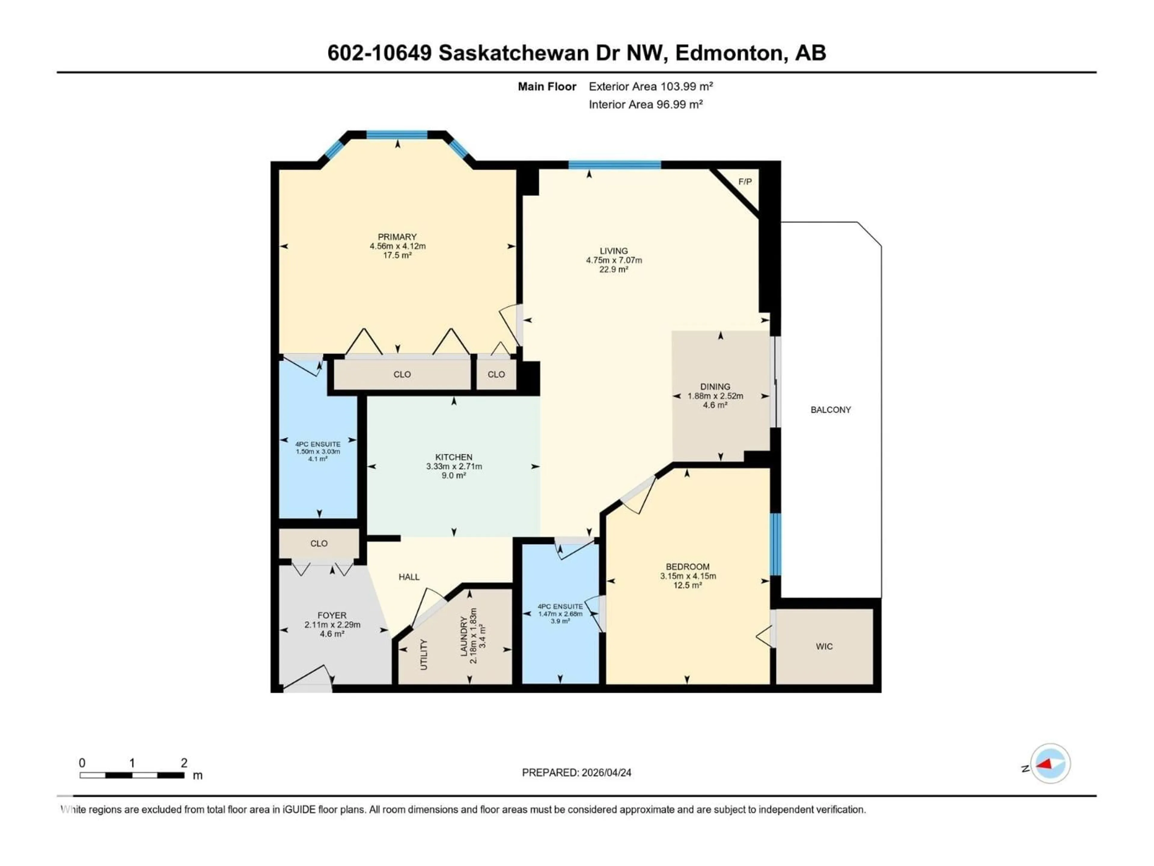 Floor plan for #602 - 10649 SASKATCHEWAN DR, Edmonton Alberta T6E6S8