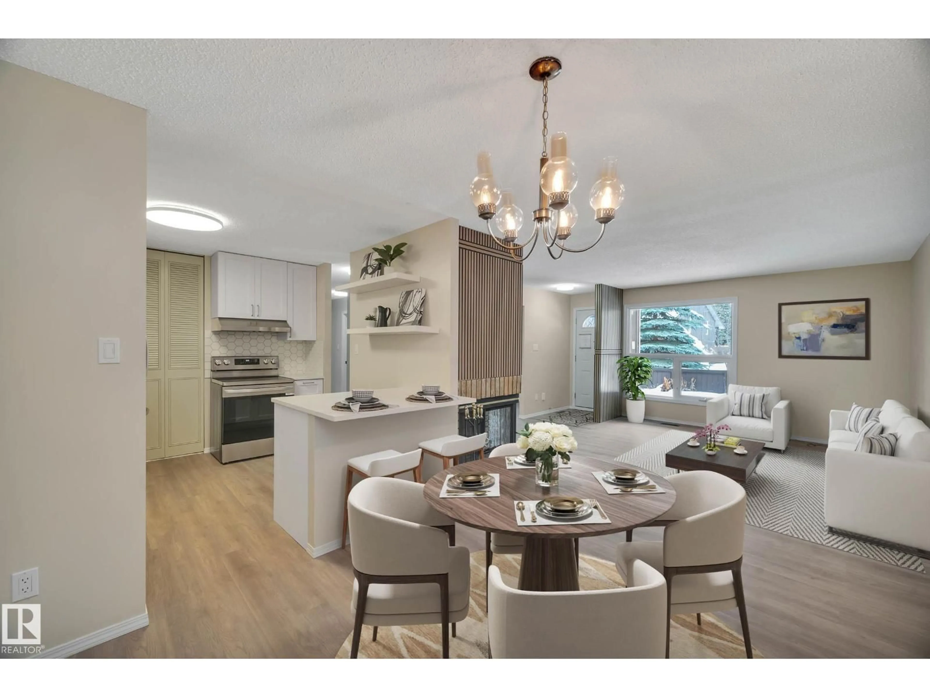 Open concept kitchen, wood/laminate floor for 248 SURREY GARDENS GD, Edmonton Alberta T5T1Z3