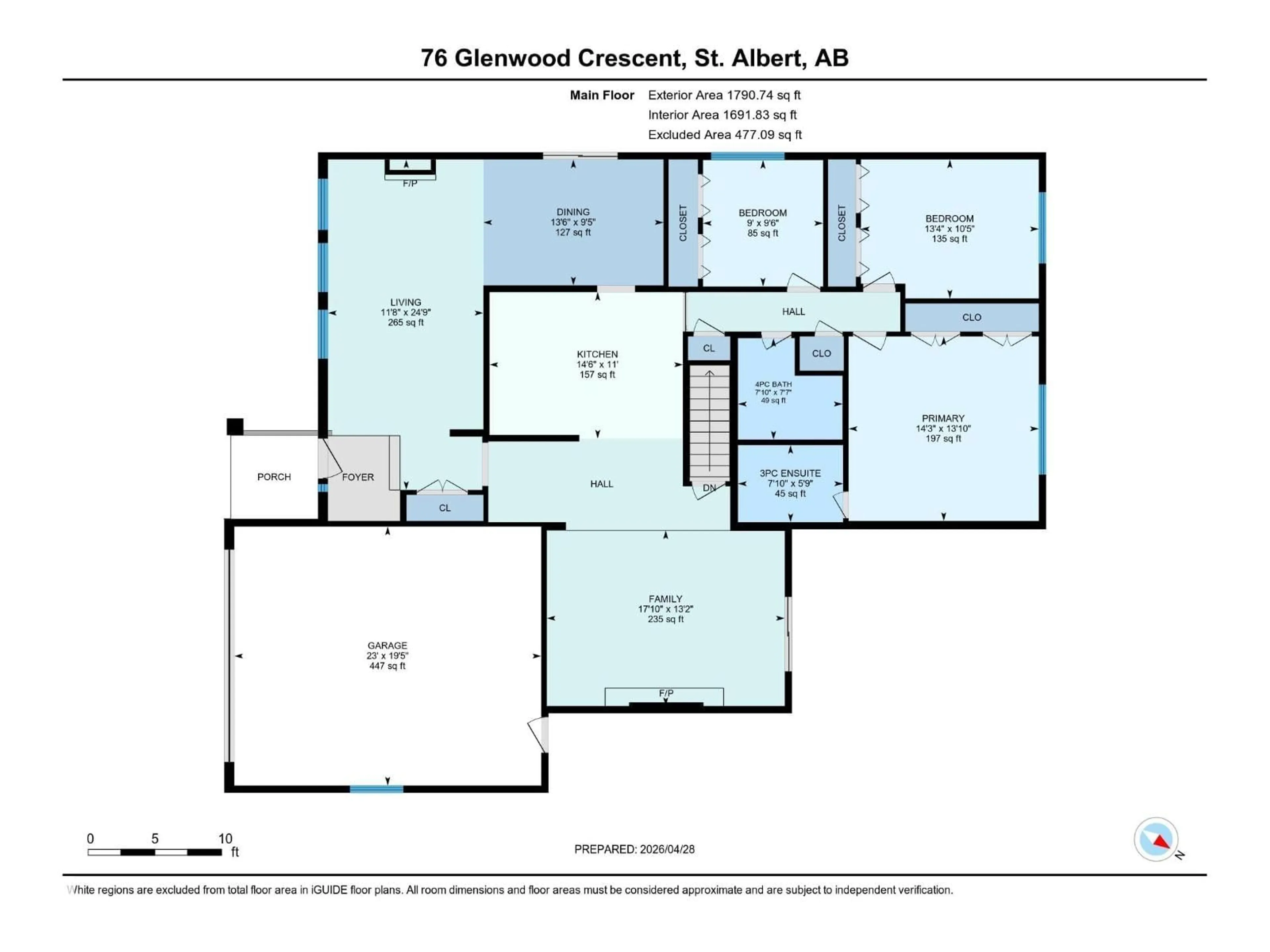 Floor plan for 76 GLENWOOD CR, St. Albert Alberta T8N1X5