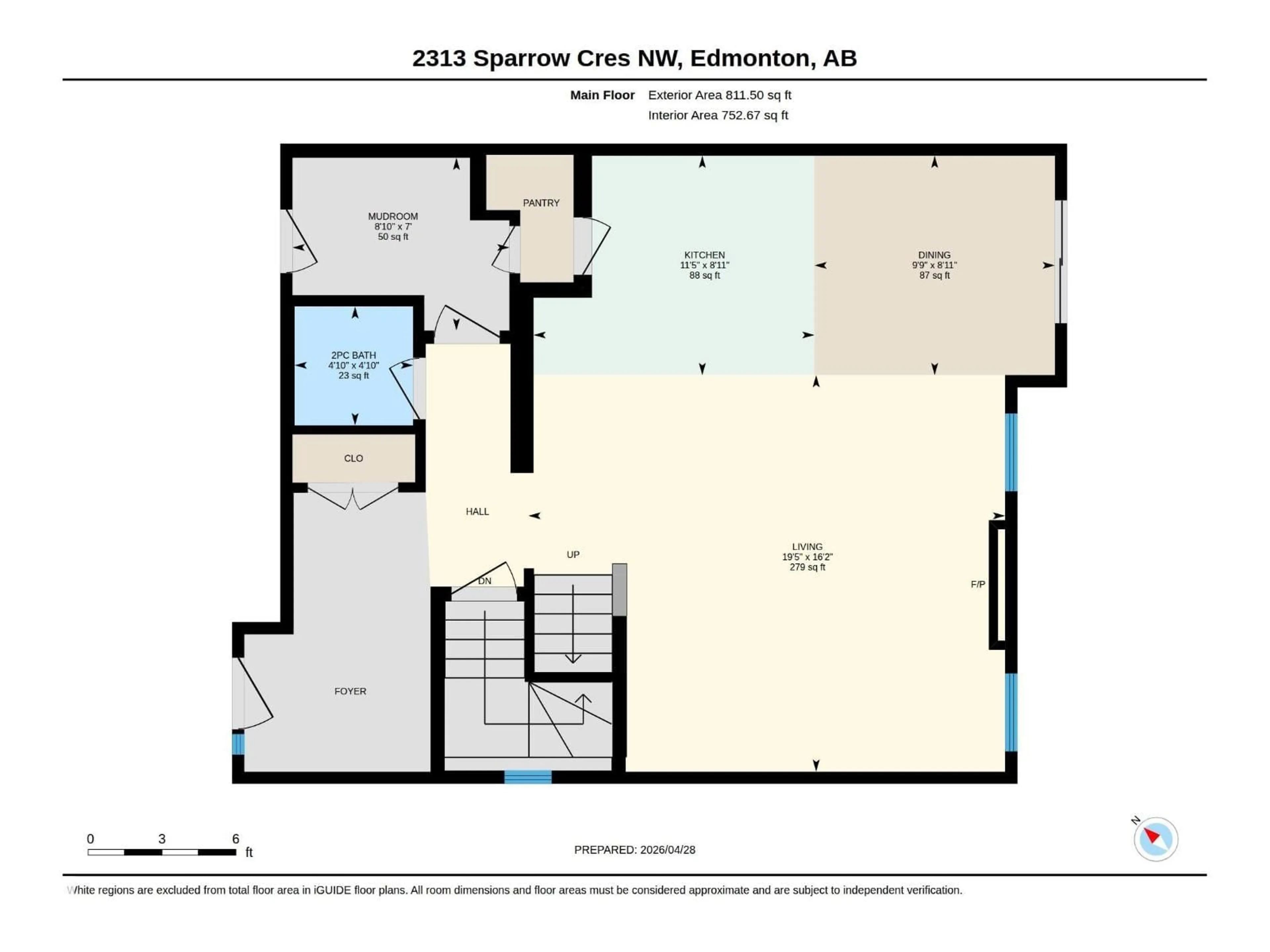 Floor plan for 2313 SPARROW CR, Edmonton Alberta T5S0G8
