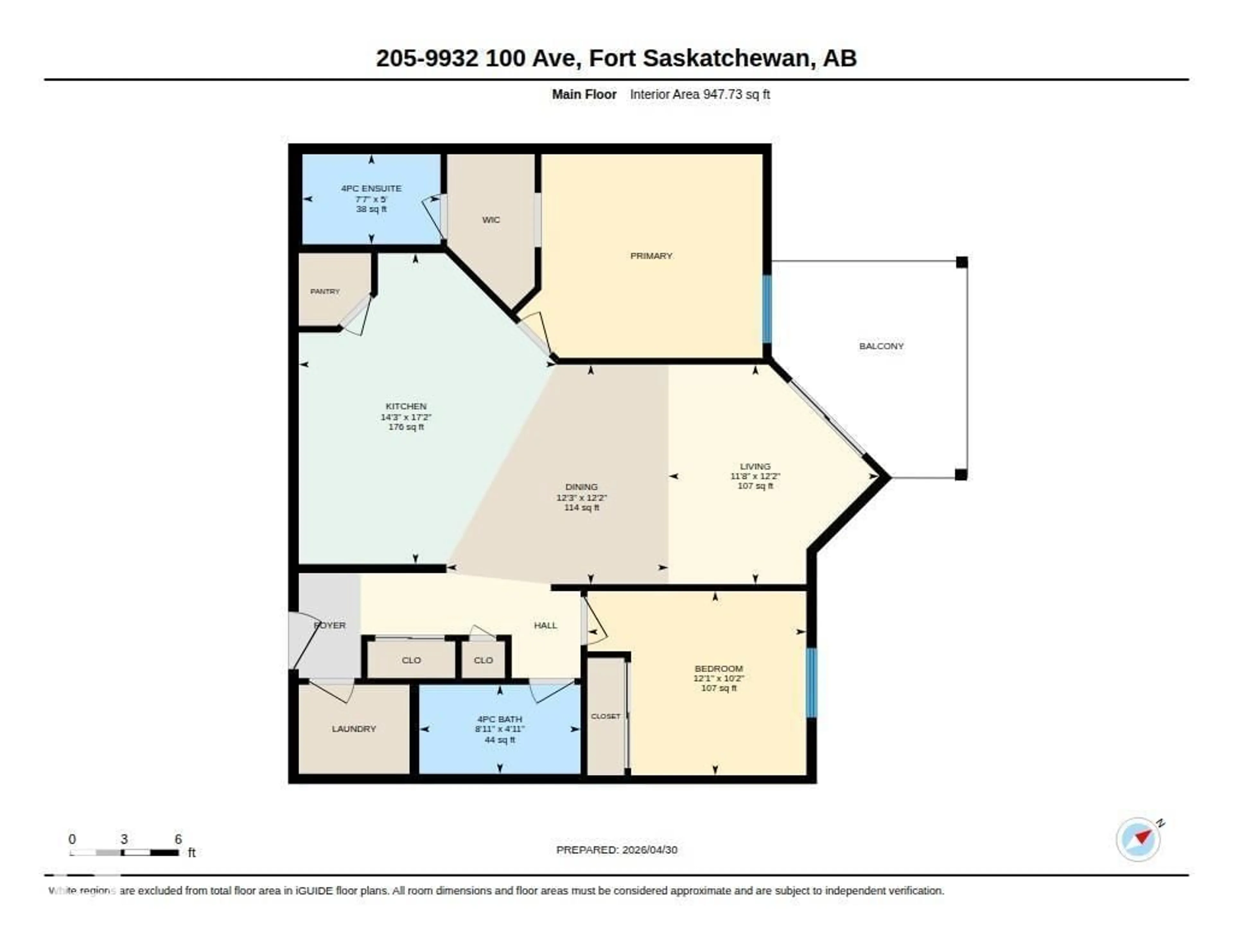 Floor plan for 205 - 9932 100 AV, Fort Saskatchewan Alberta T8L4L2