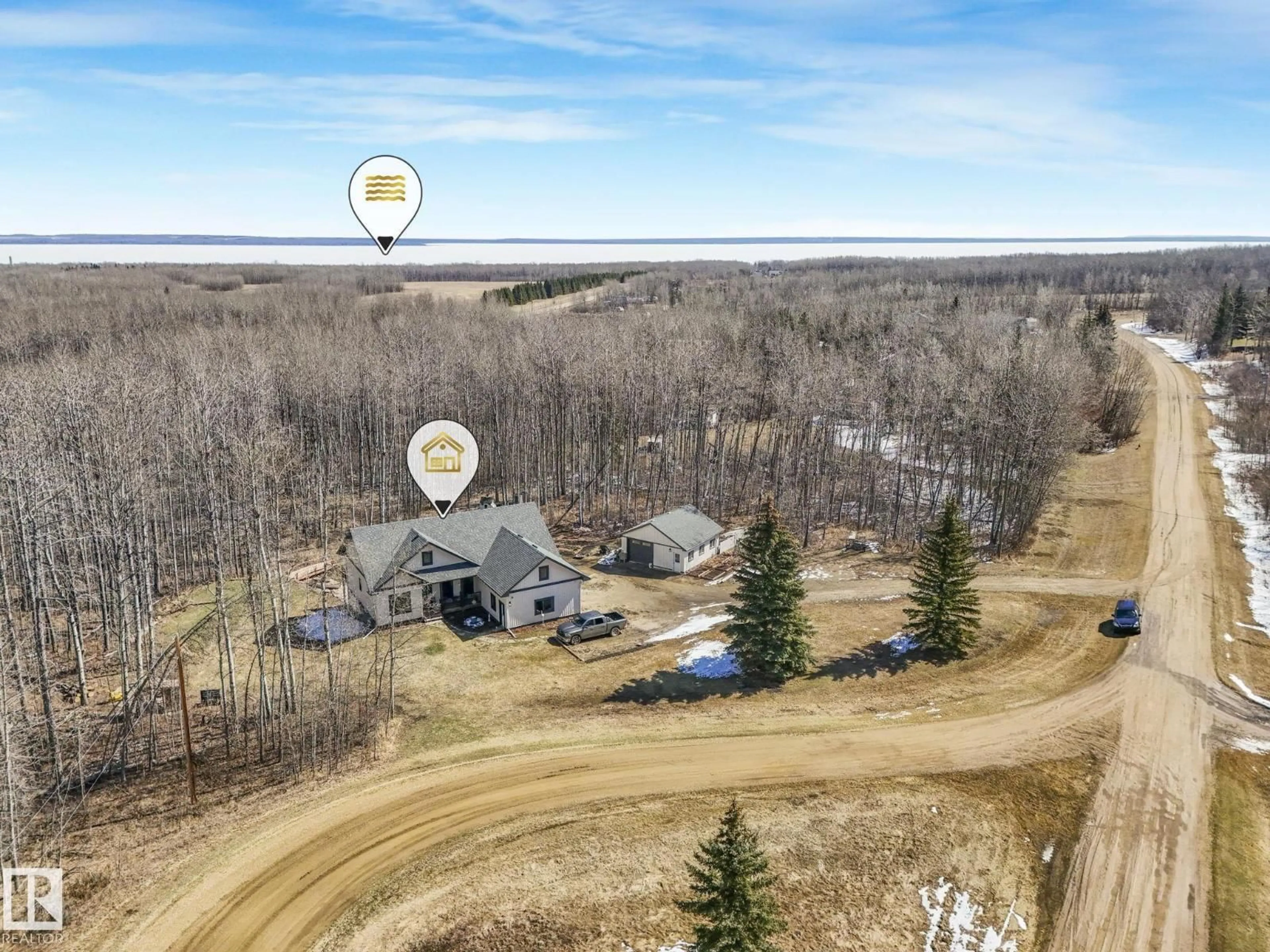 A pic from outside/outdoor area/front of a property/back of a property/a pic from drone, water/lake/river/ocean view for 20 465070 RGE ROAD 20, Rural Wetaskiwin County Alberta T0C2V0