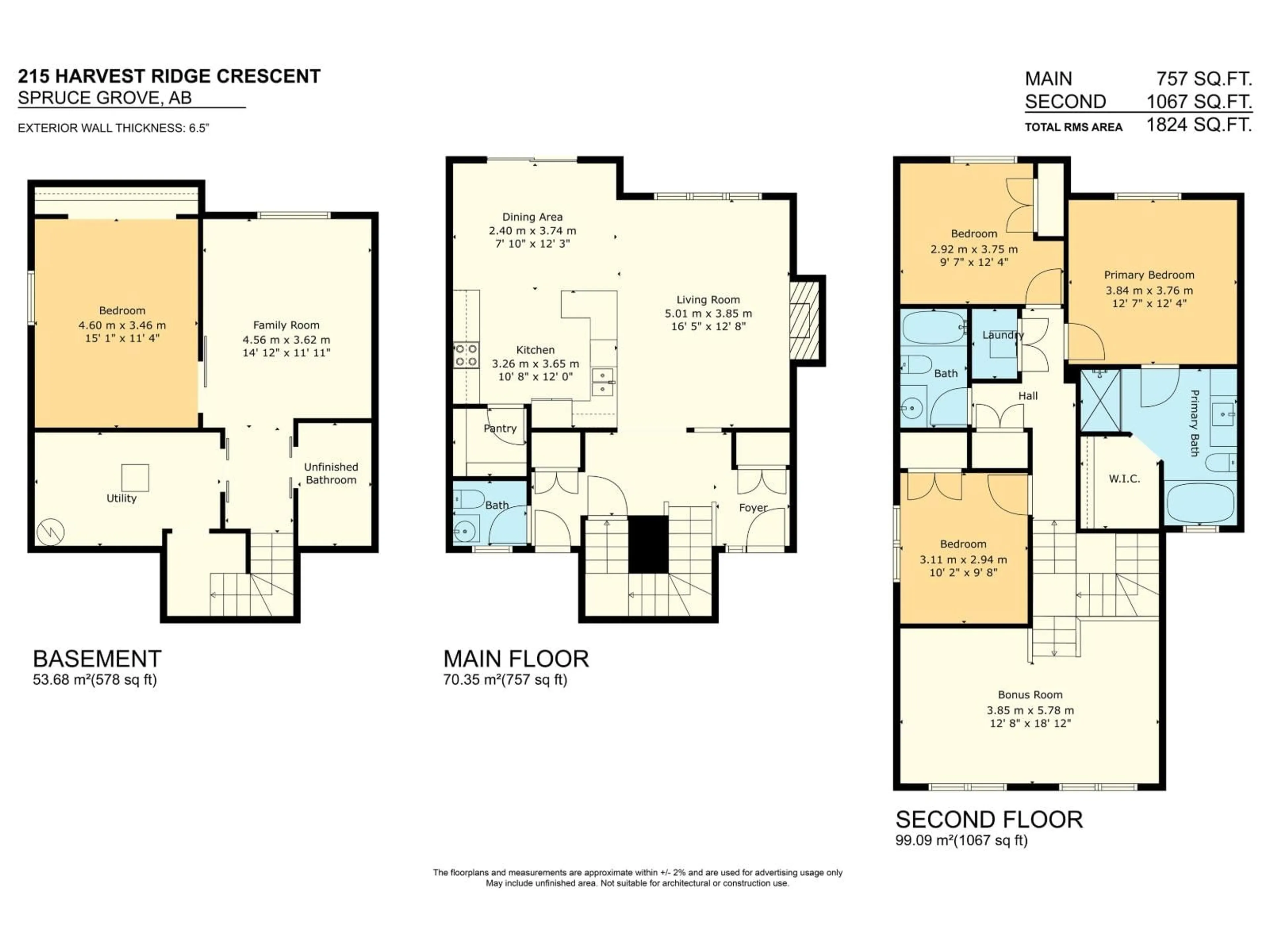 Floor plan for 215 HARVEST RIDGE DR, Spruce Grove Alberta T7X0E9