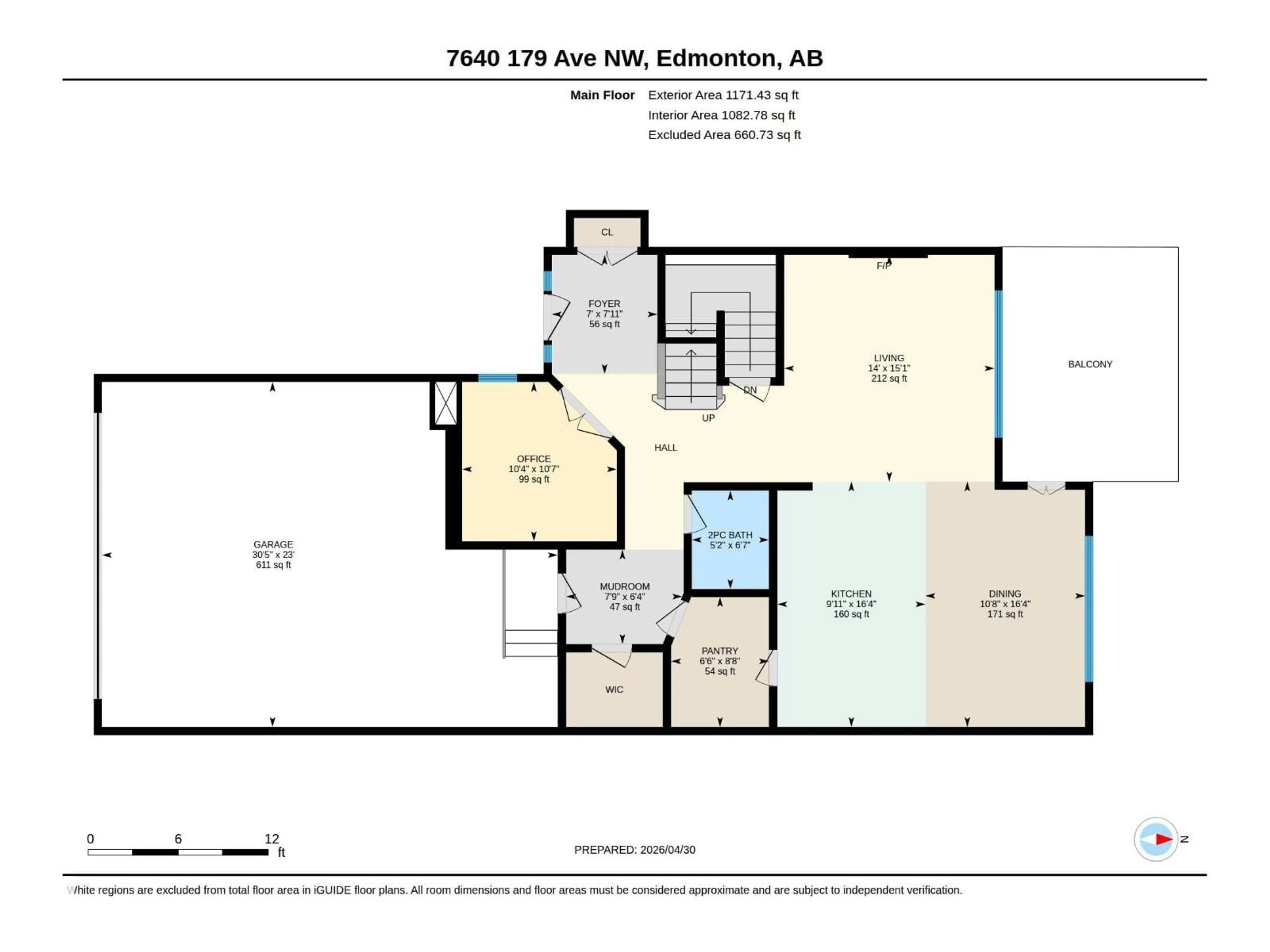Floor plan for 7640 179 AV NW, Edmonton Alberta T5Z0L2