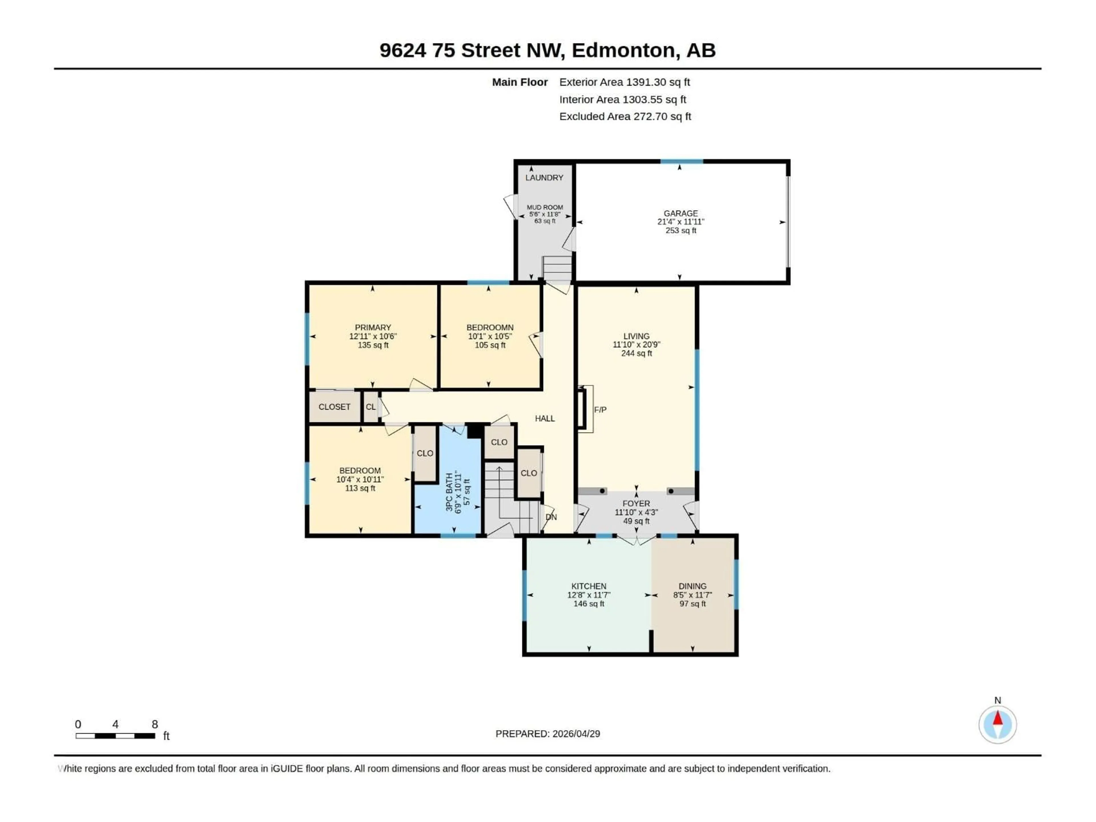 Floor plan for NW - 9624 75 ST, Edmonton Alberta T6C2H9