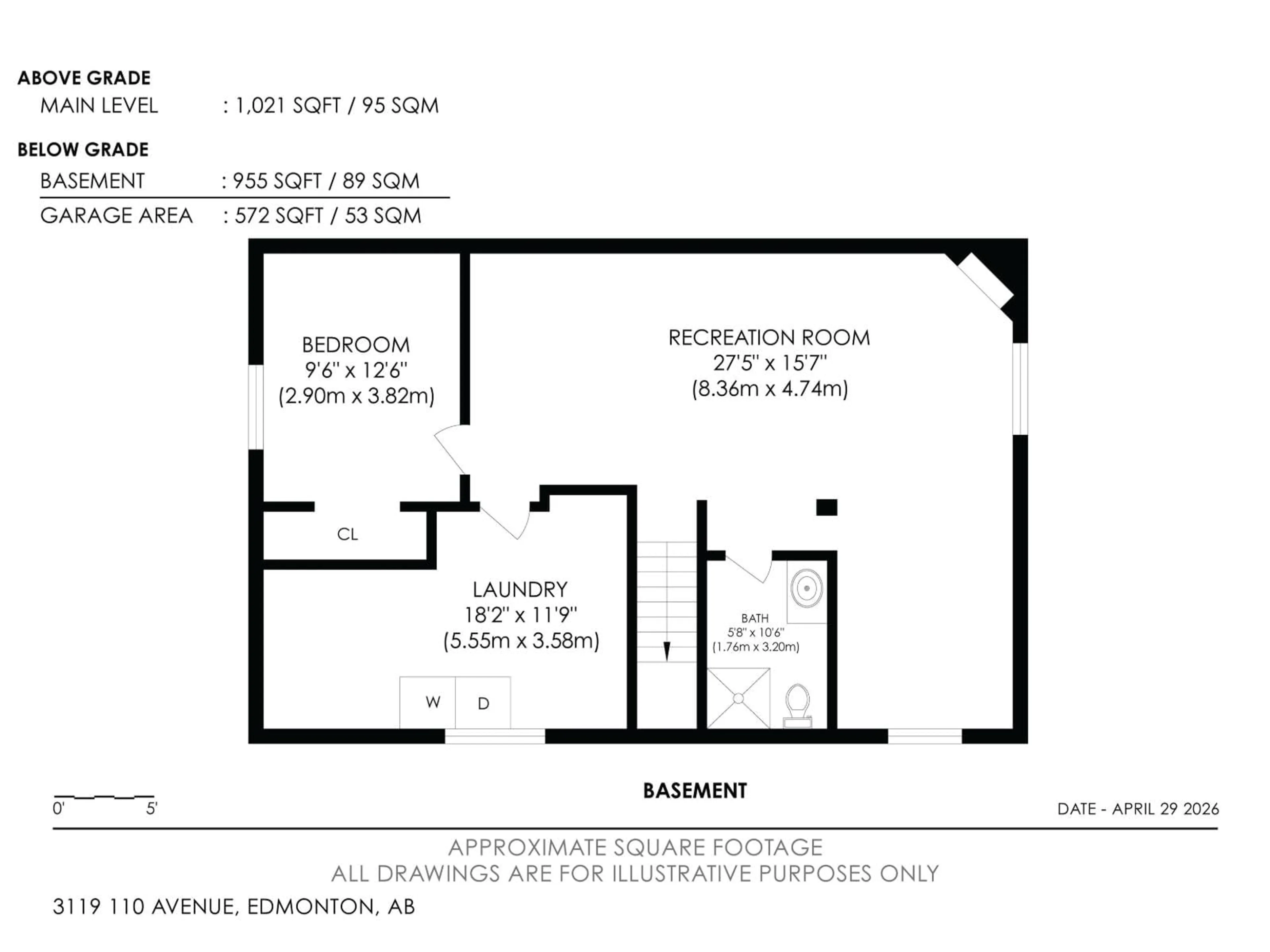 Floor plan for 3119 110 AV, Edmonton Alberta T5W0H2
