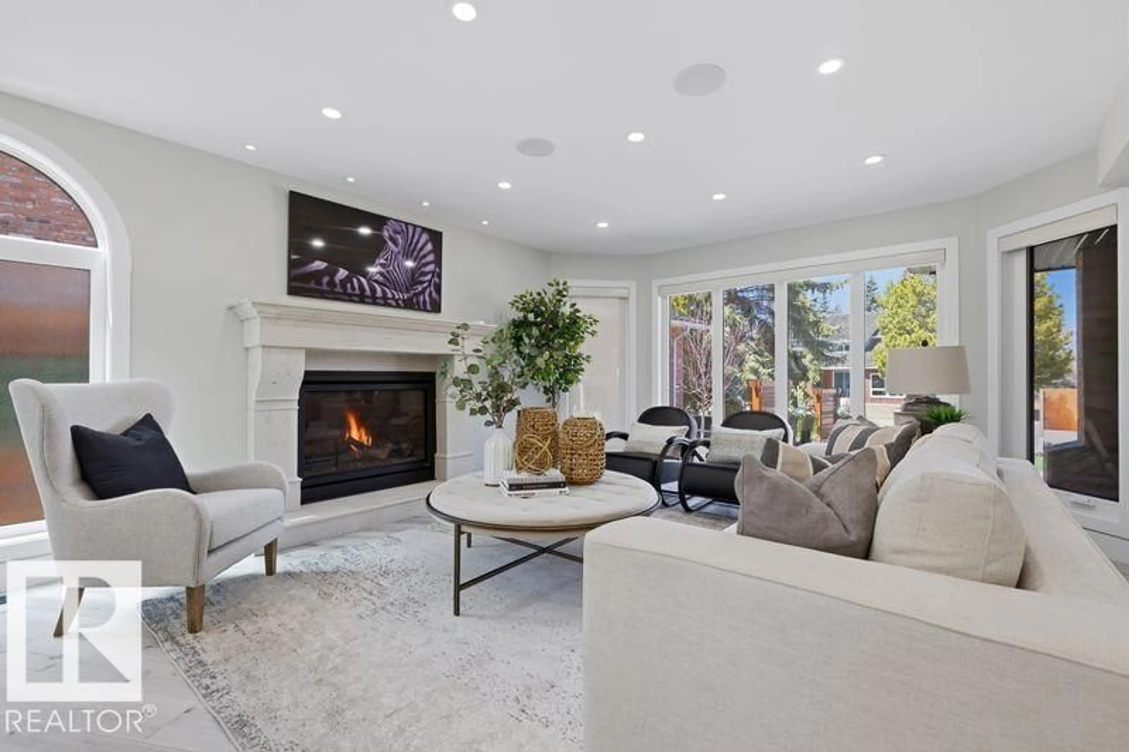 Living room with furniture, ceramic/tile floor for 439 ROONEY CR, Edmonton Alberta T6R1C5