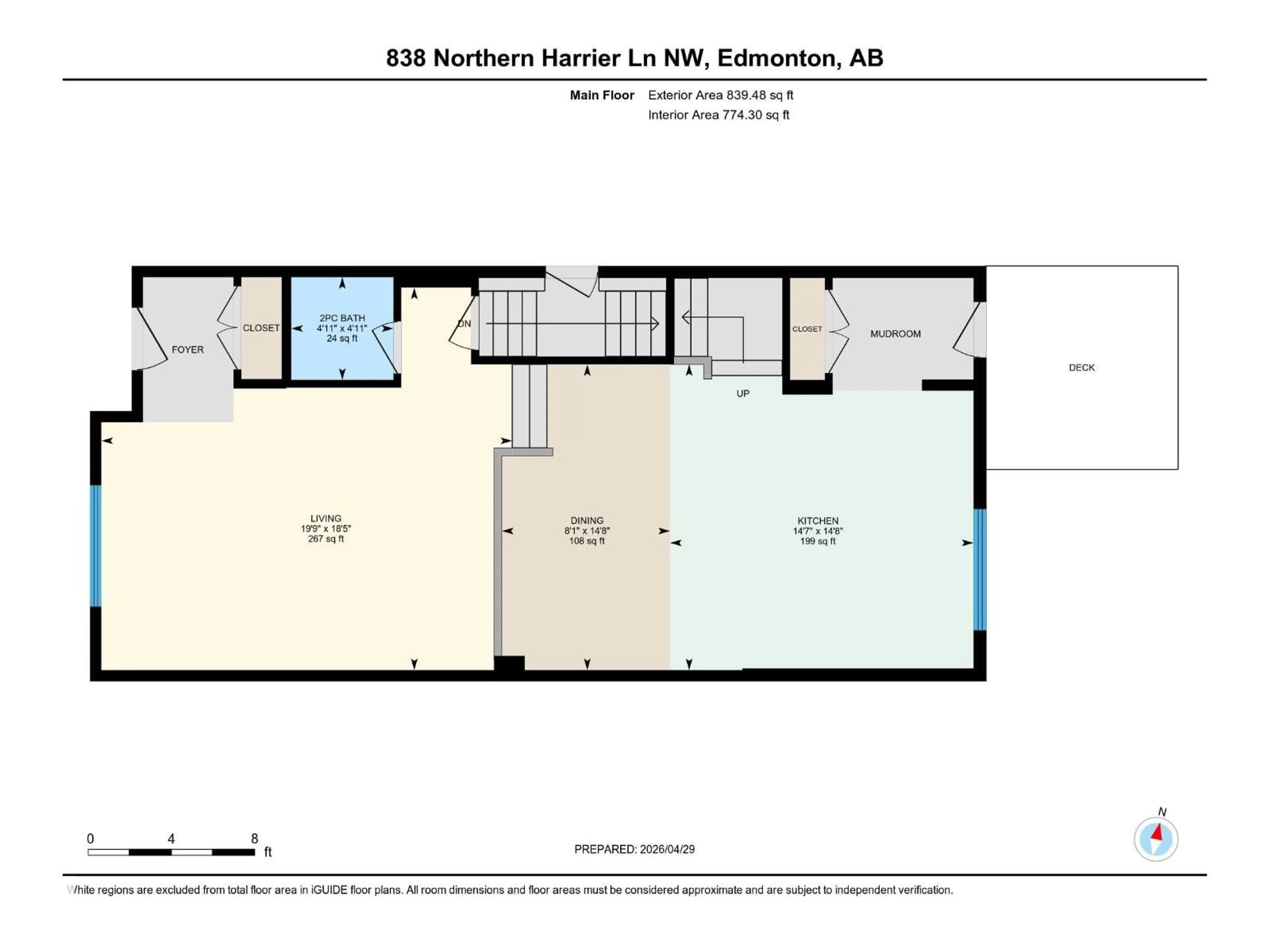 Floor plan for 838 NORTHERN HARRIER LN, Edmonton Alberta T5R2V5
