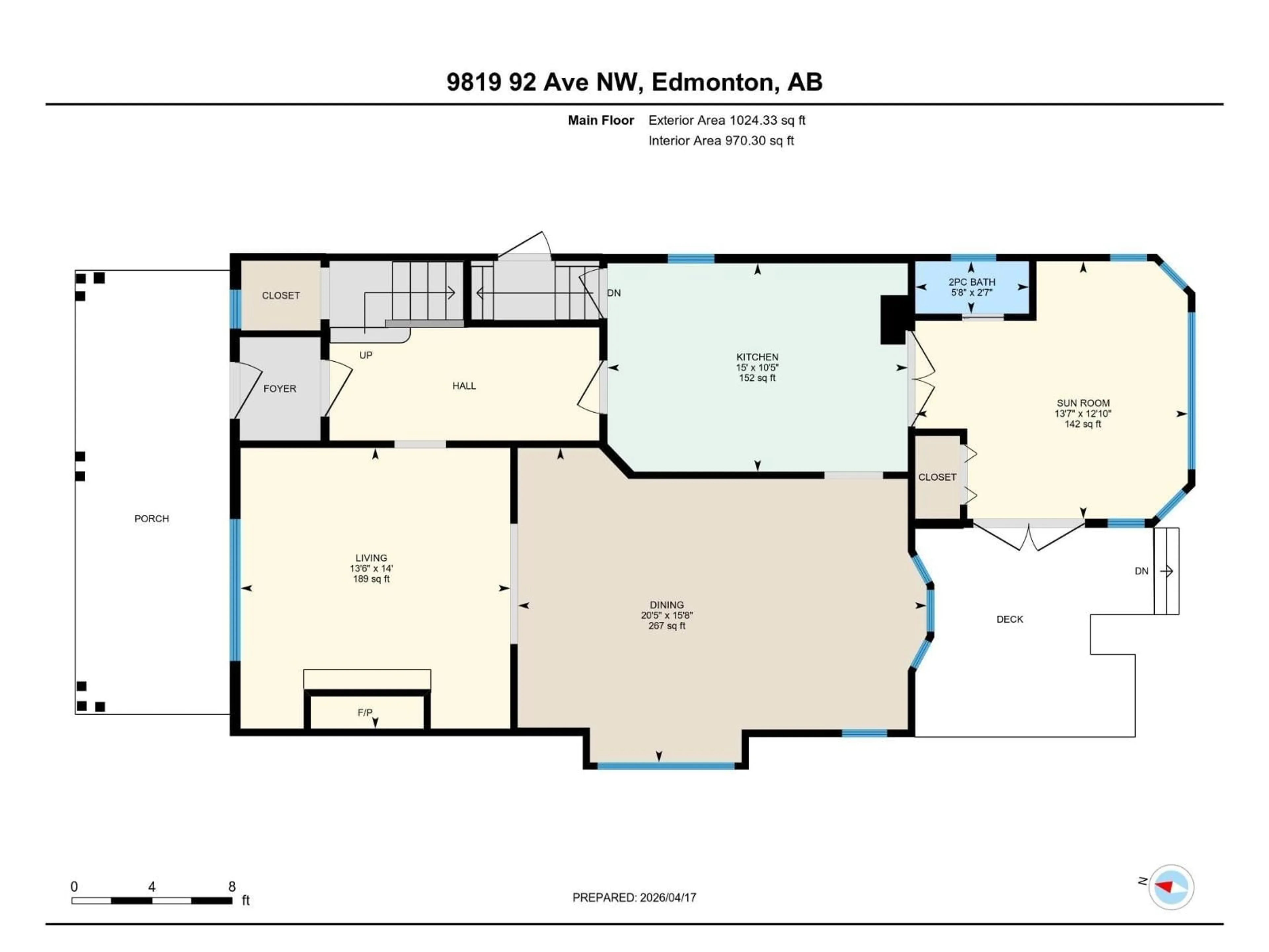Floor plan for 9819 92 AV, Edmonton Alberta T6E2V4