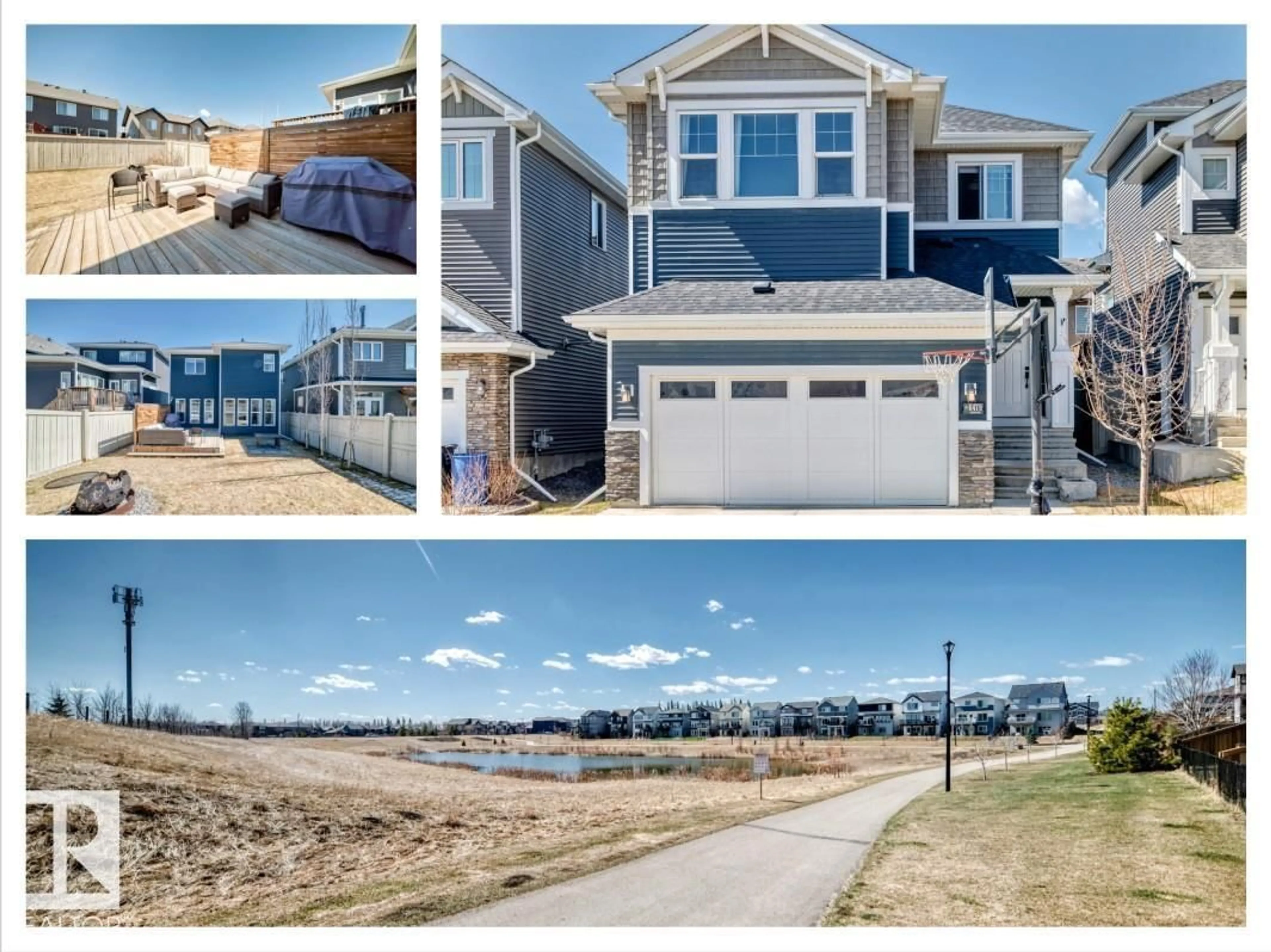 A pic from outside/outdoor area/front of a property/back of a property/a pic from drone, water/lake/river/ocean view for 6479 ELSTON LO, Edmonton Alberta T6M0V9