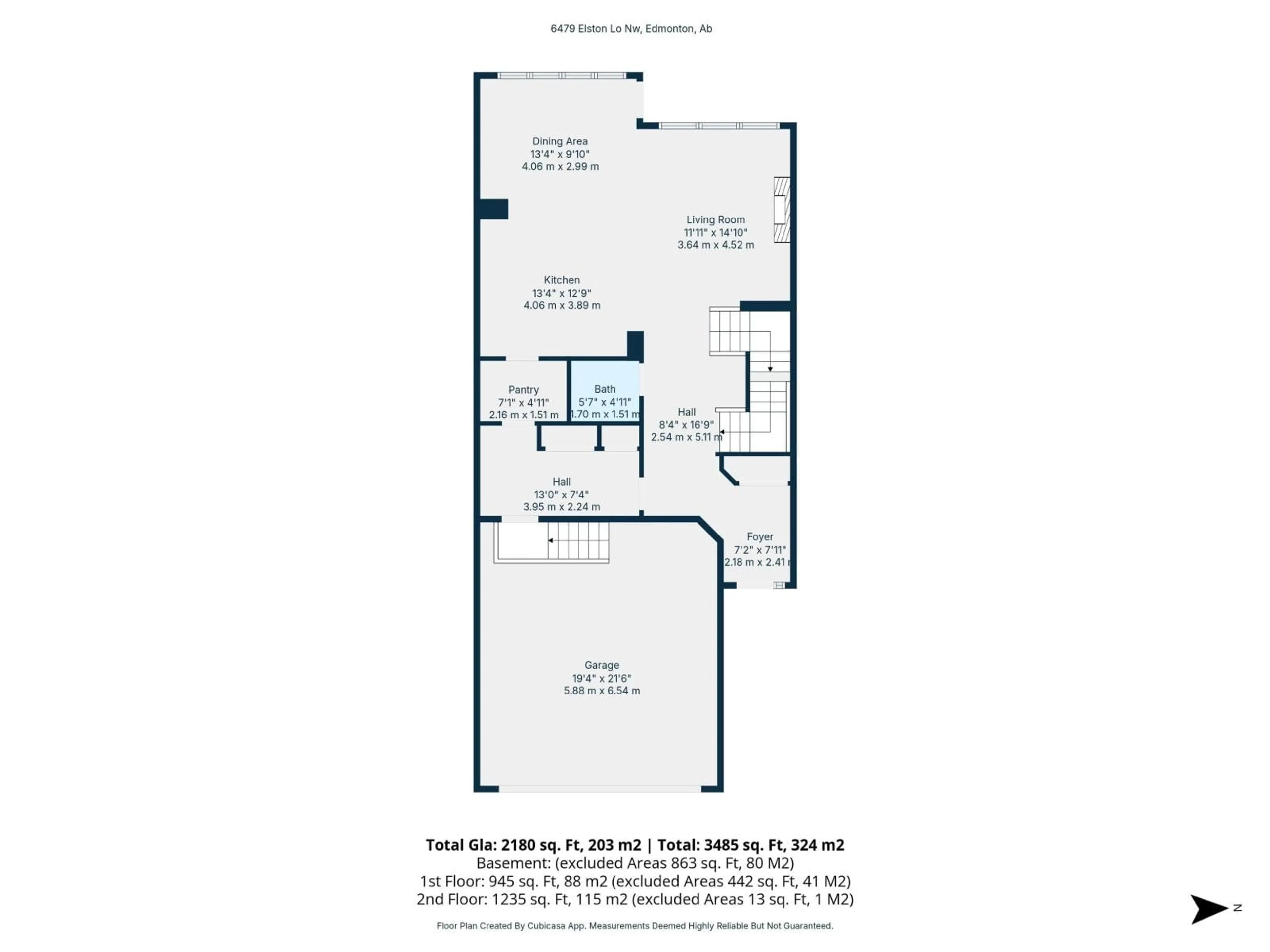 Floor plan for 6479 ELSTON LO, Edmonton Alberta T6M0V9