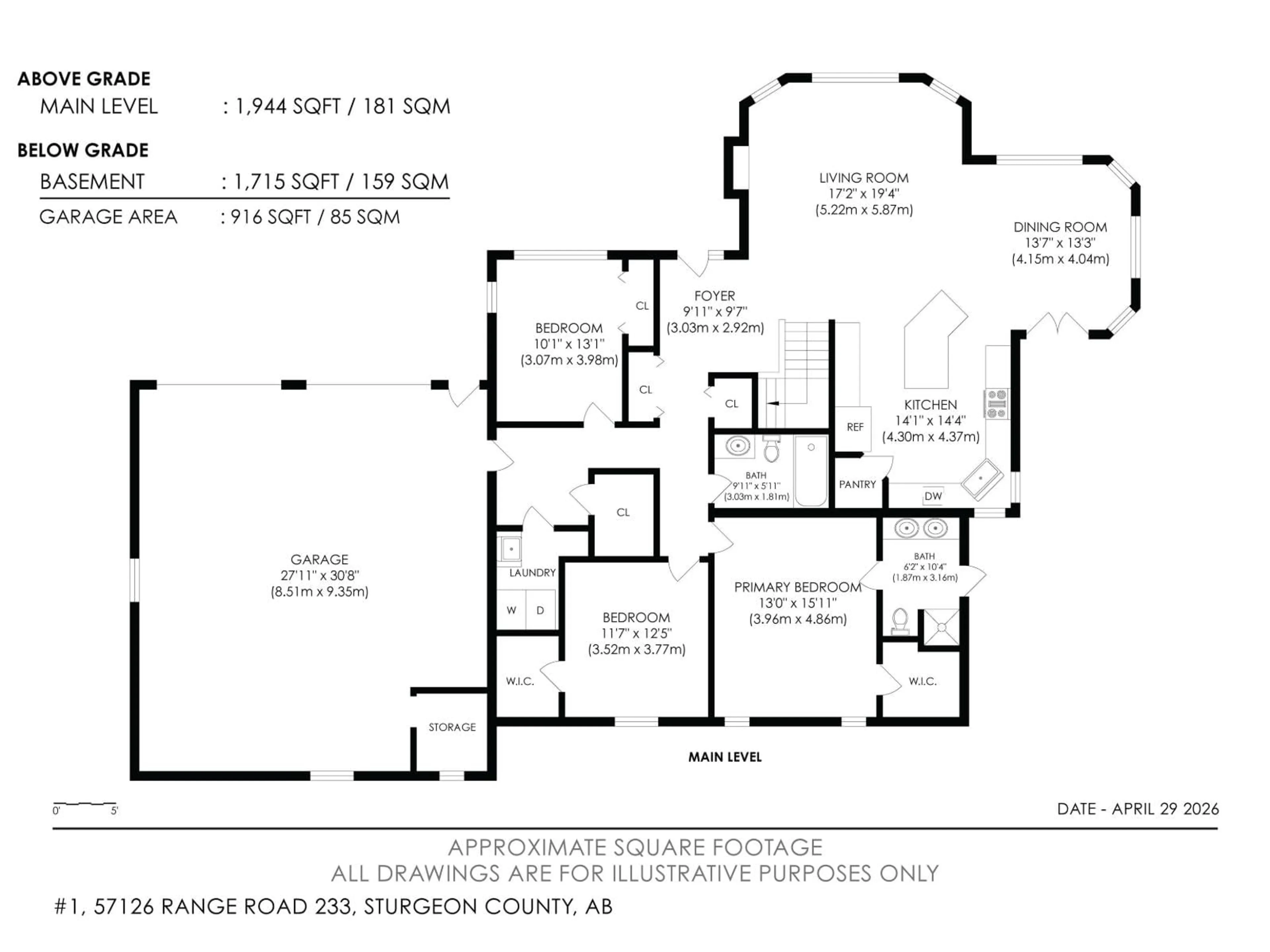 Floor plan for 57126 RGE RD 233, Rural Sturgeon County Alberta T0A1N5