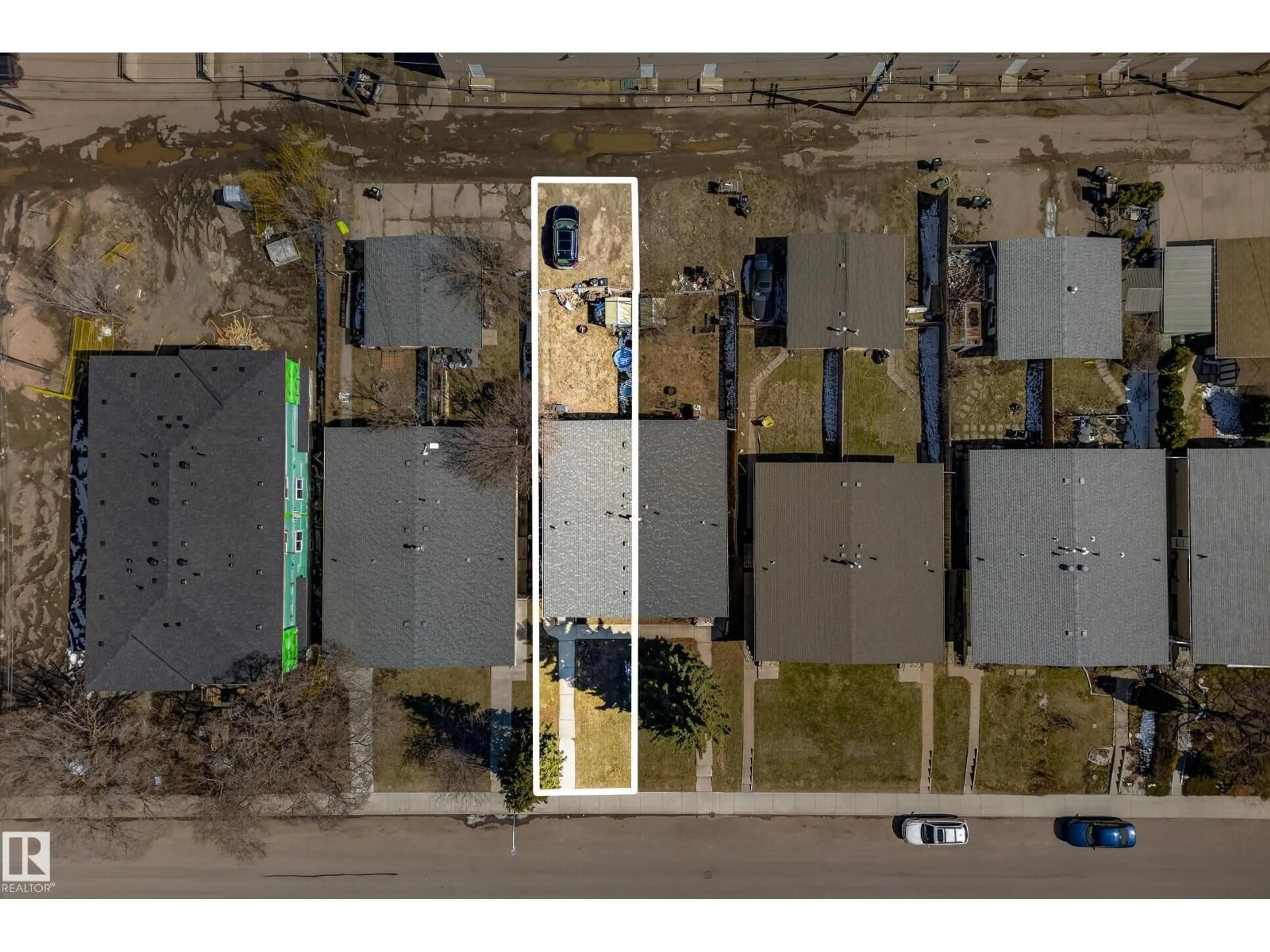 A pic from outside/outdoor area/front of a property/back of a property/a pic from drone, street for 6027 6029 105 ST NW, Edmonton Alberta T6H2N3