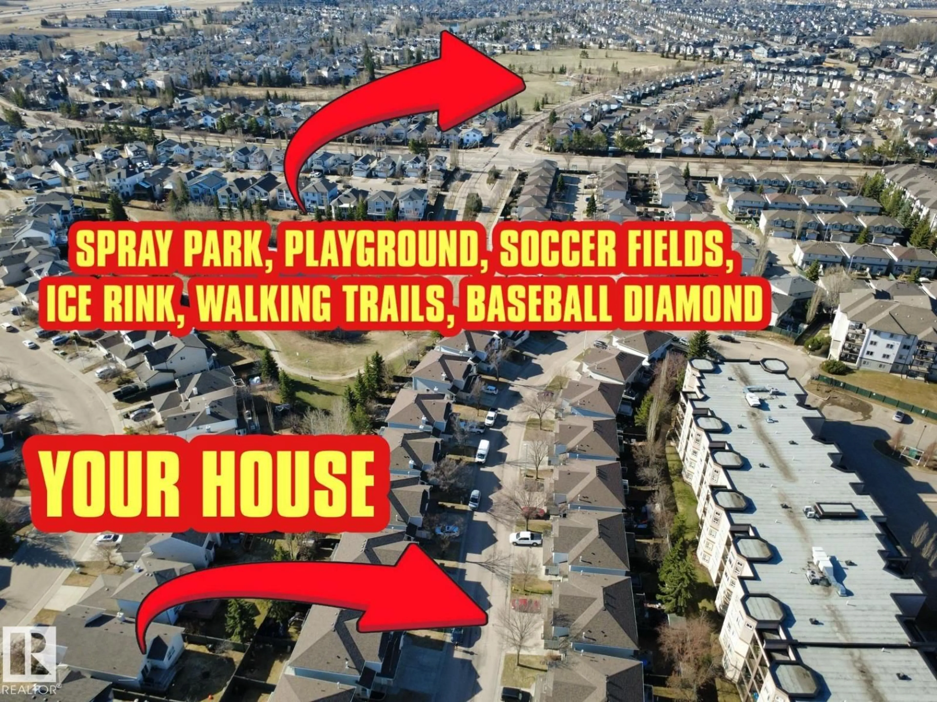 A pic from outside/outdoor area/front of a property/back of a property/a pic from drone, street for #97 - 2021 GRANTHAM CT, Edmonton Alberta T5T6V7