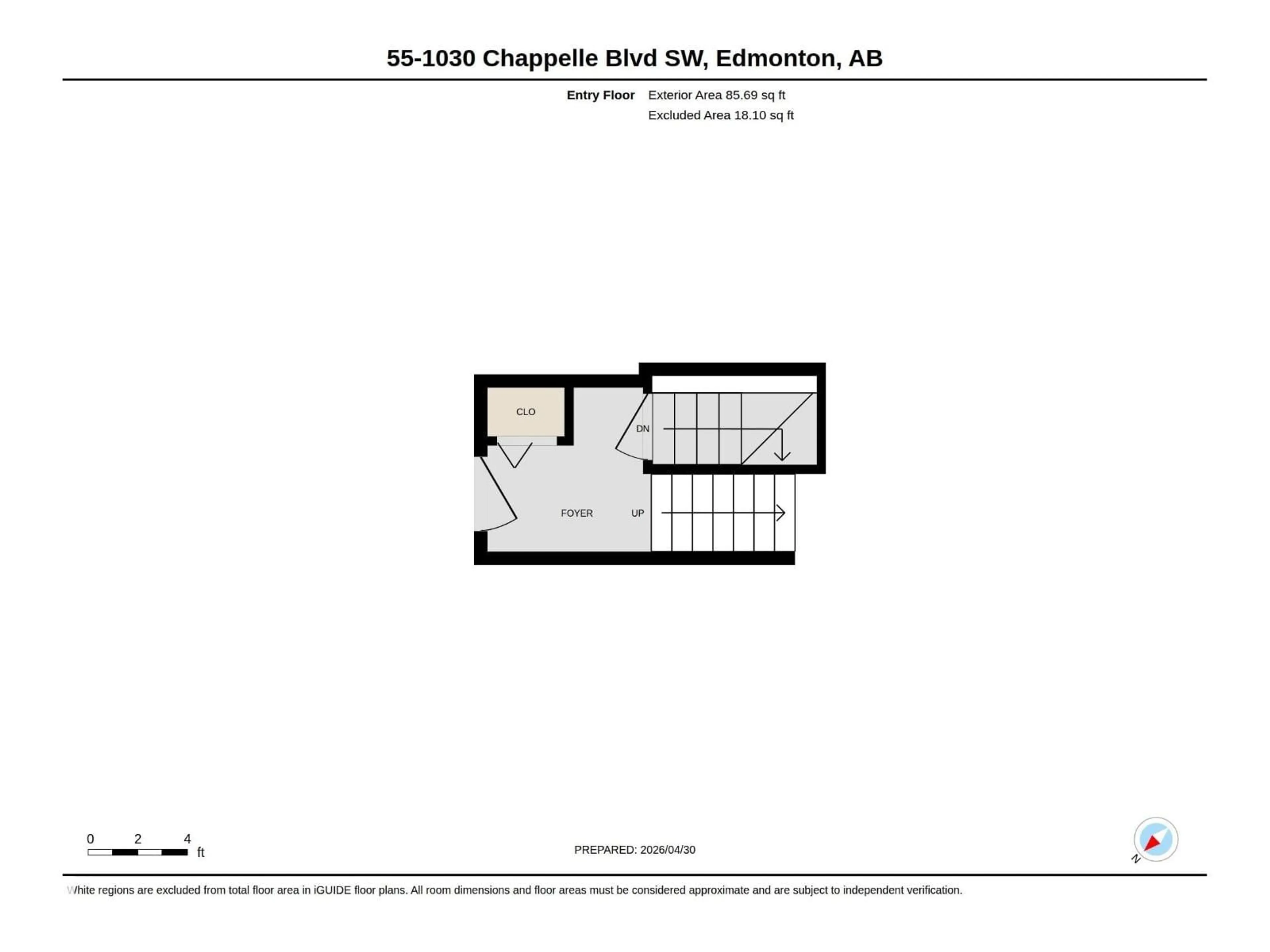 Floor plan for 55 - 1030 CHAPPELLE BV, Edmonton Alberta T6W2K7