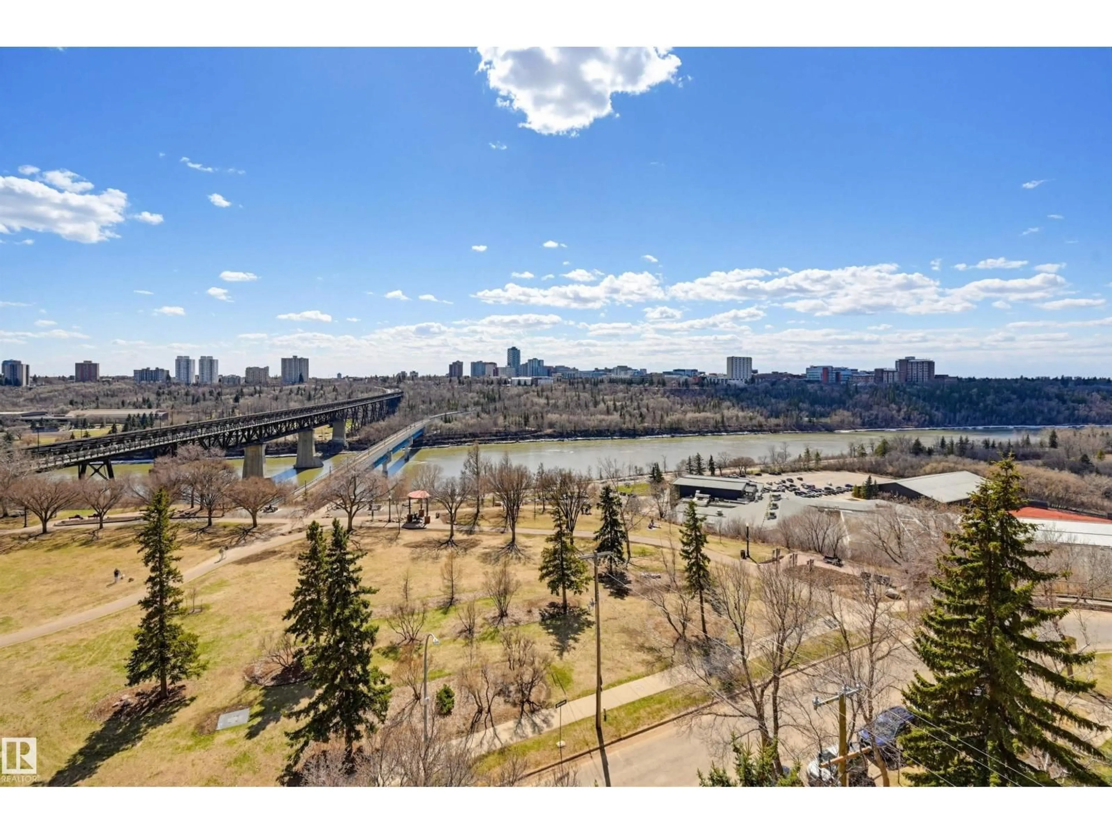 A pic from outside/outdoor area/front of a property/back of a property/a pic from drone, water/lake/river/ocean view for #801 - 9708 110 ST, Edmonton Alberta T5K2W3