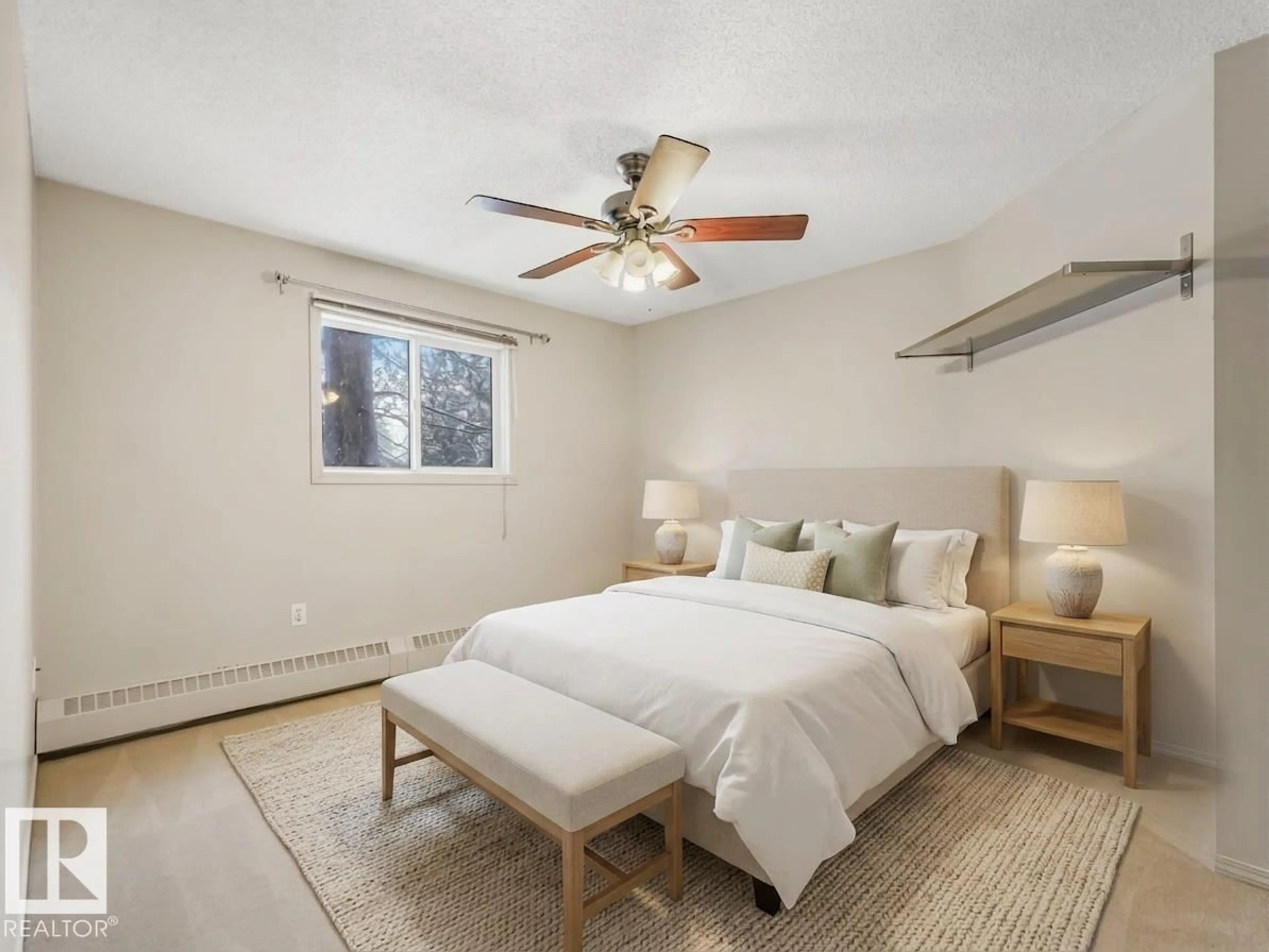 Bedroom with bed, unknown for 143 10636 120 ST NW, Edmonton Alberta T5H4L5