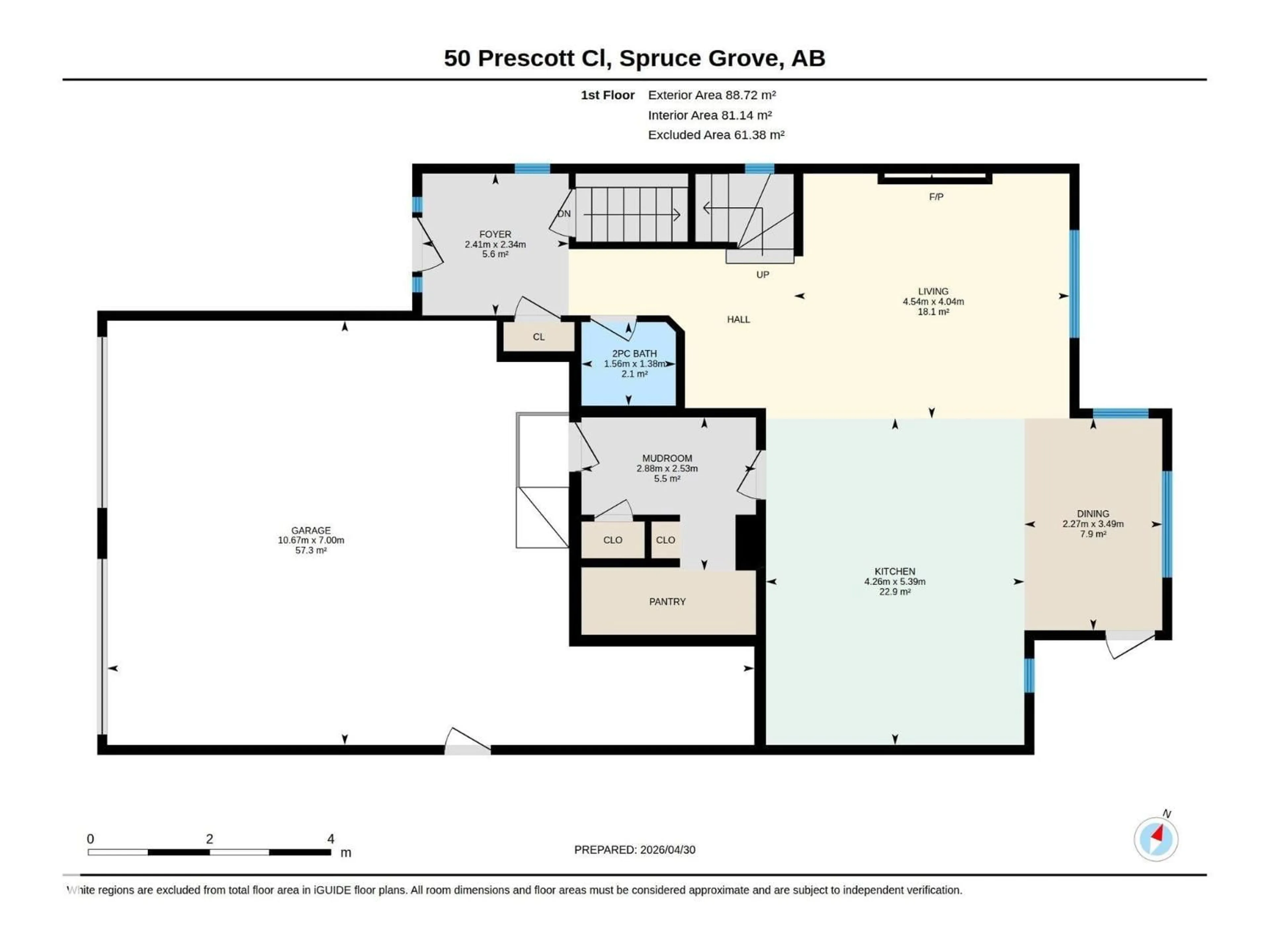 Floor plan for 50 PRESCOTT CL, Spruce Grove Alberta T7X0R4