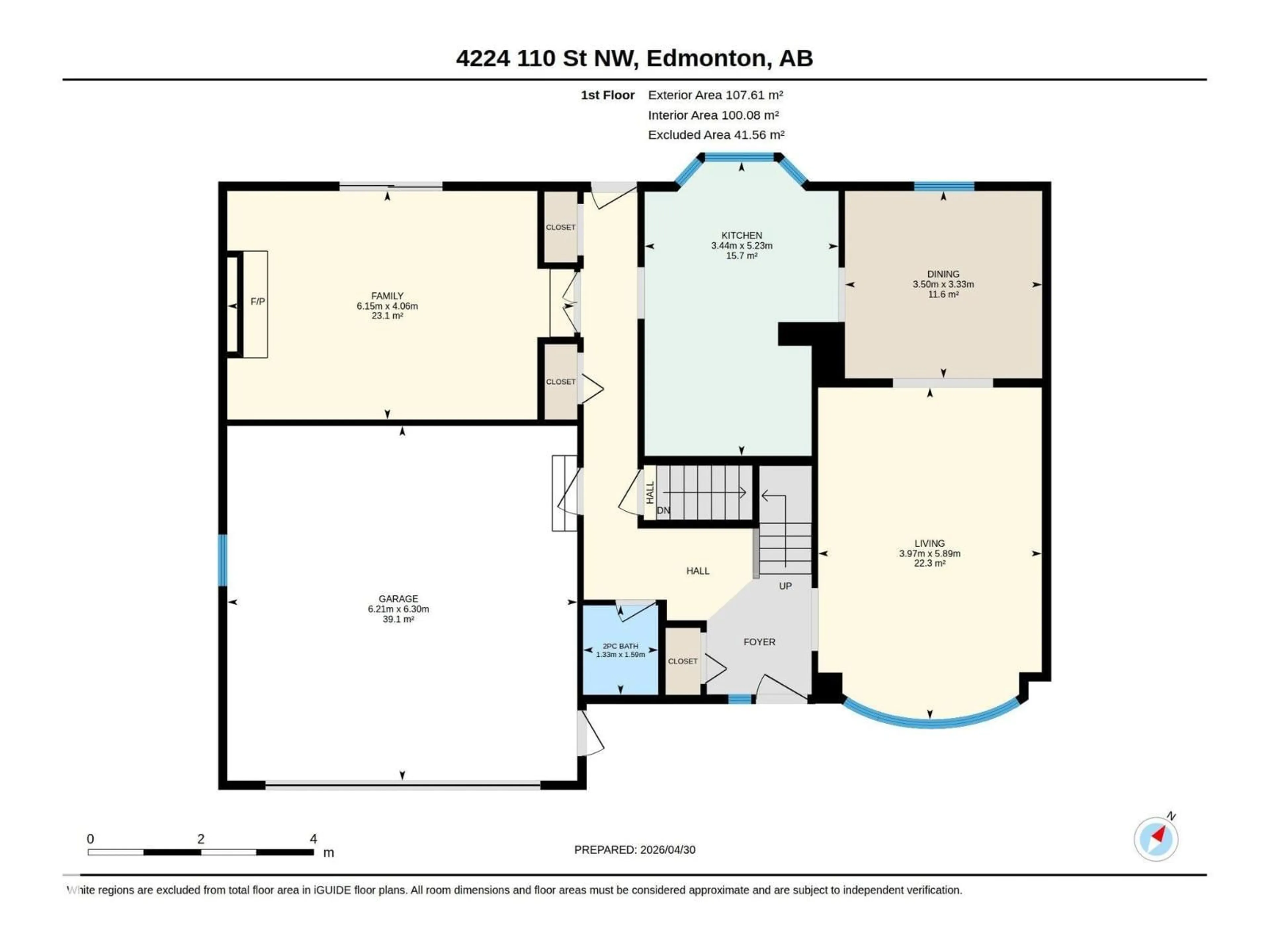 Floor plan for 4224 110 ST, Edmonton Alberta T6J2T5