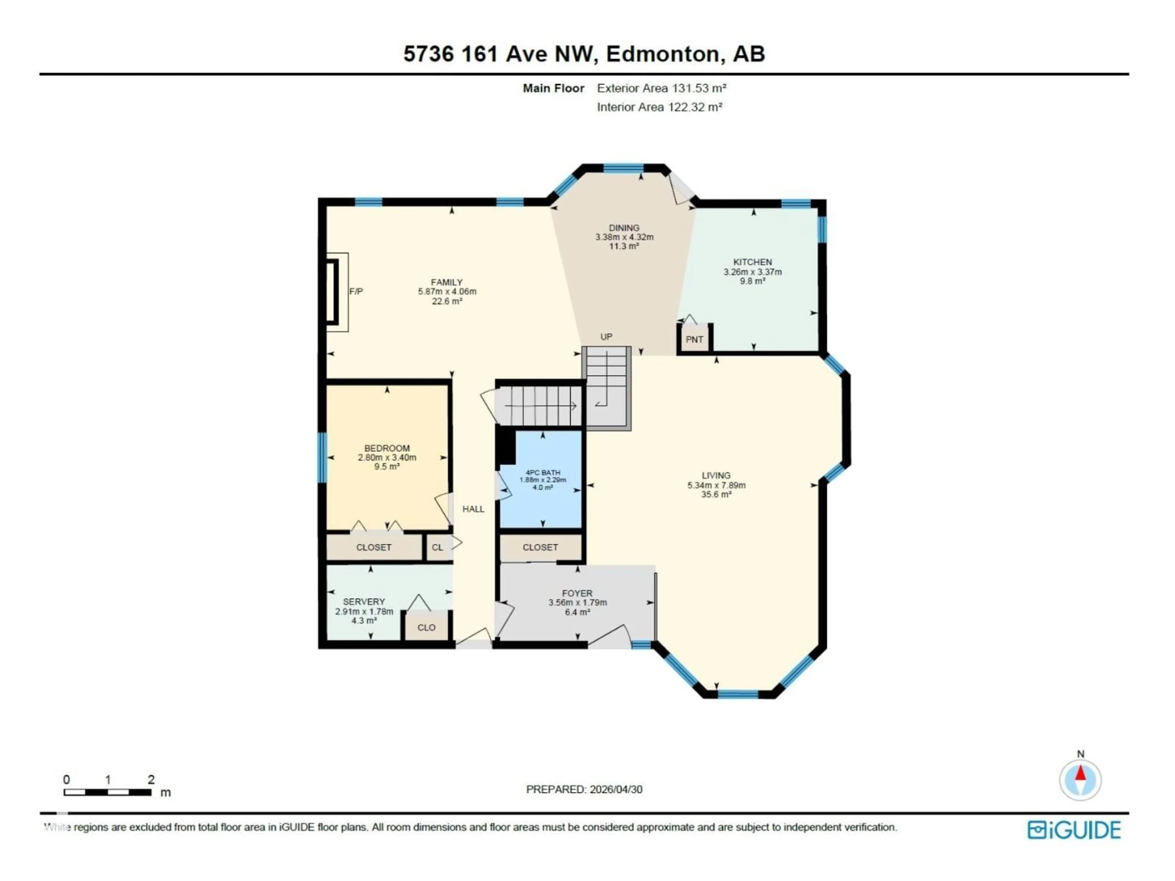 Floor plan for 5736 161 AV, Edmonton Alberta T5Y2S9