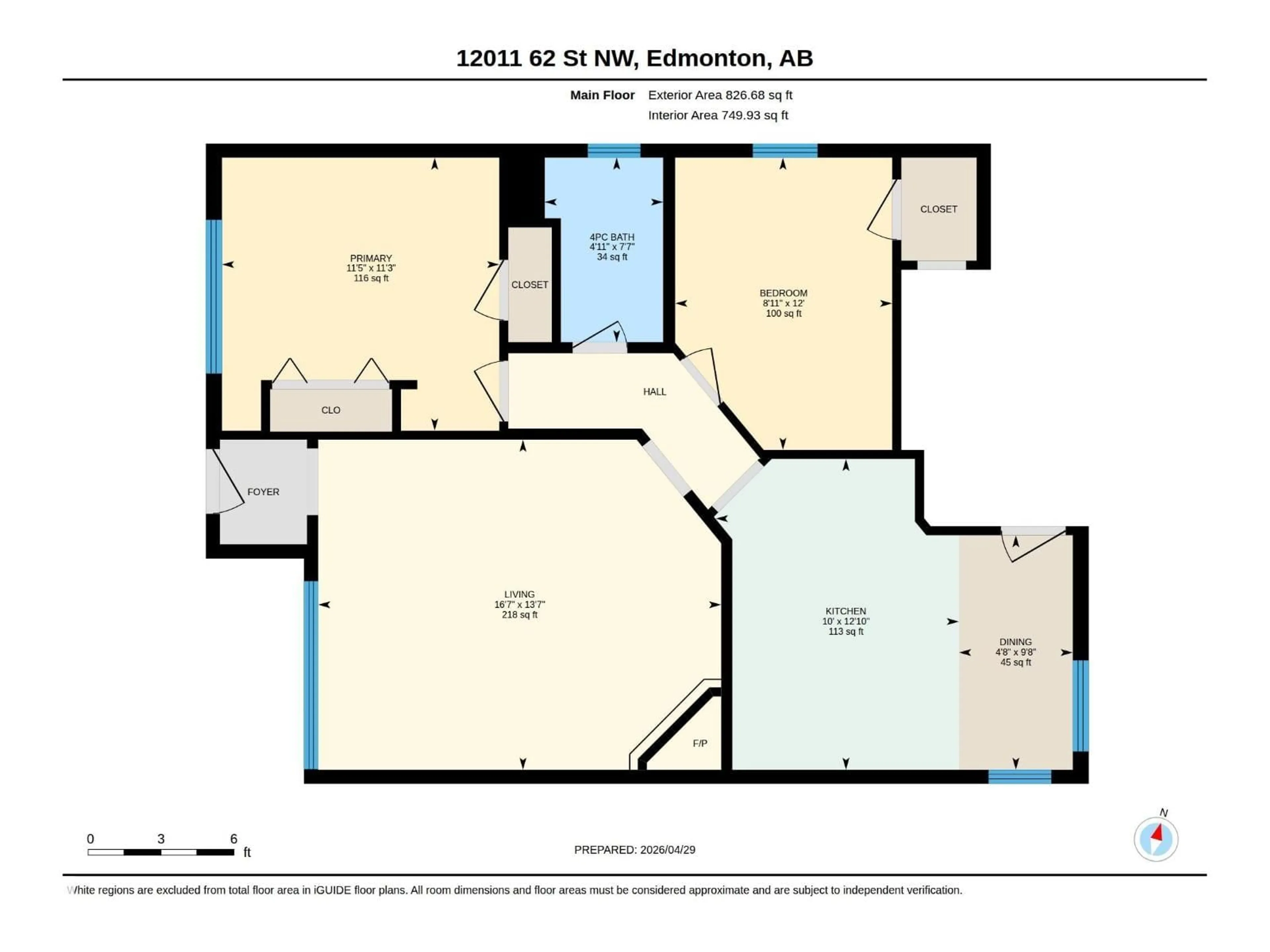 Floor plan for NE NW - 12011 62 ST, Edmonton Alberta T5W4C9