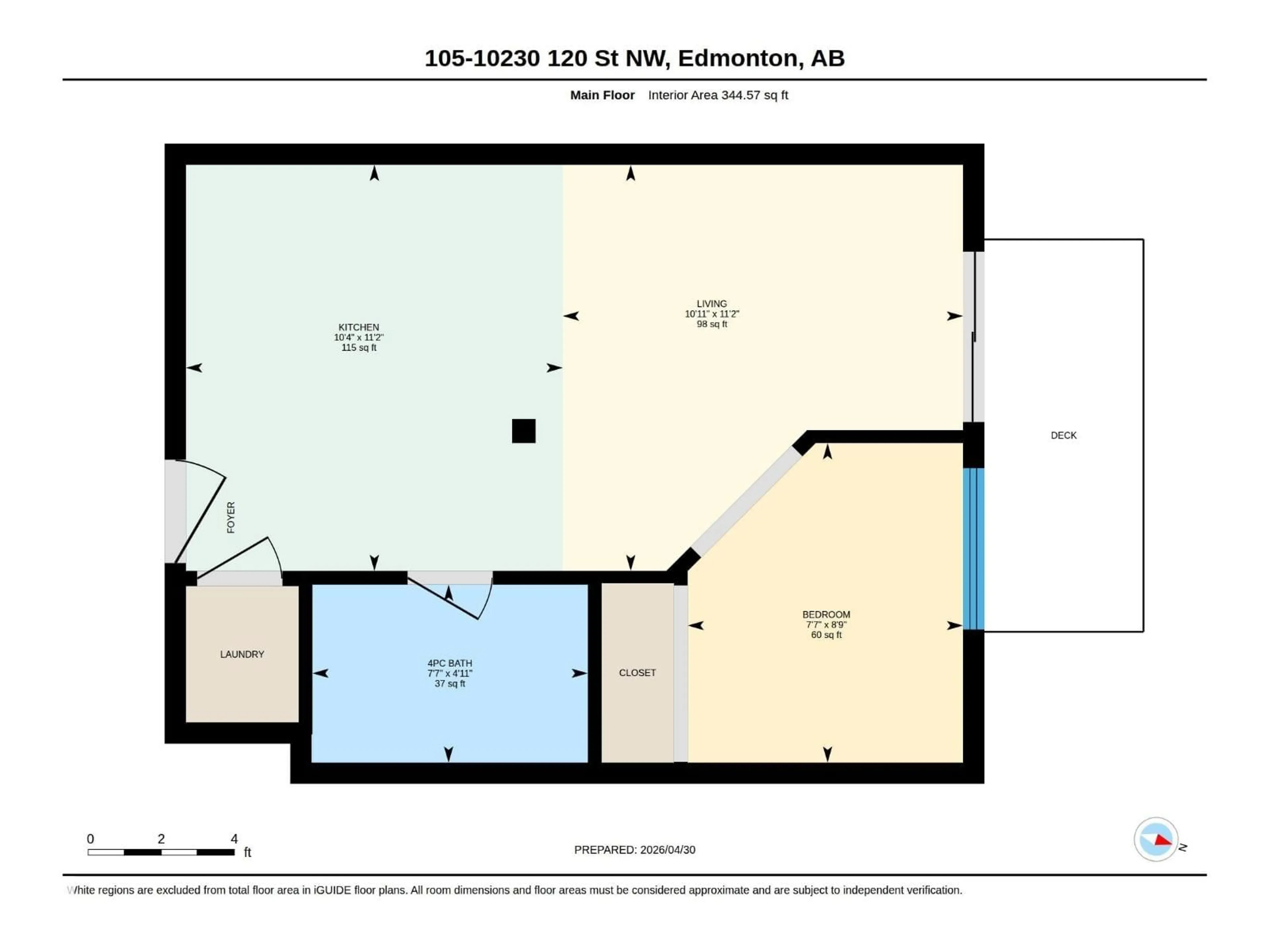 Floor plan for #105 - 10230 120 STREET, Edmonton Alberta T5K2A3