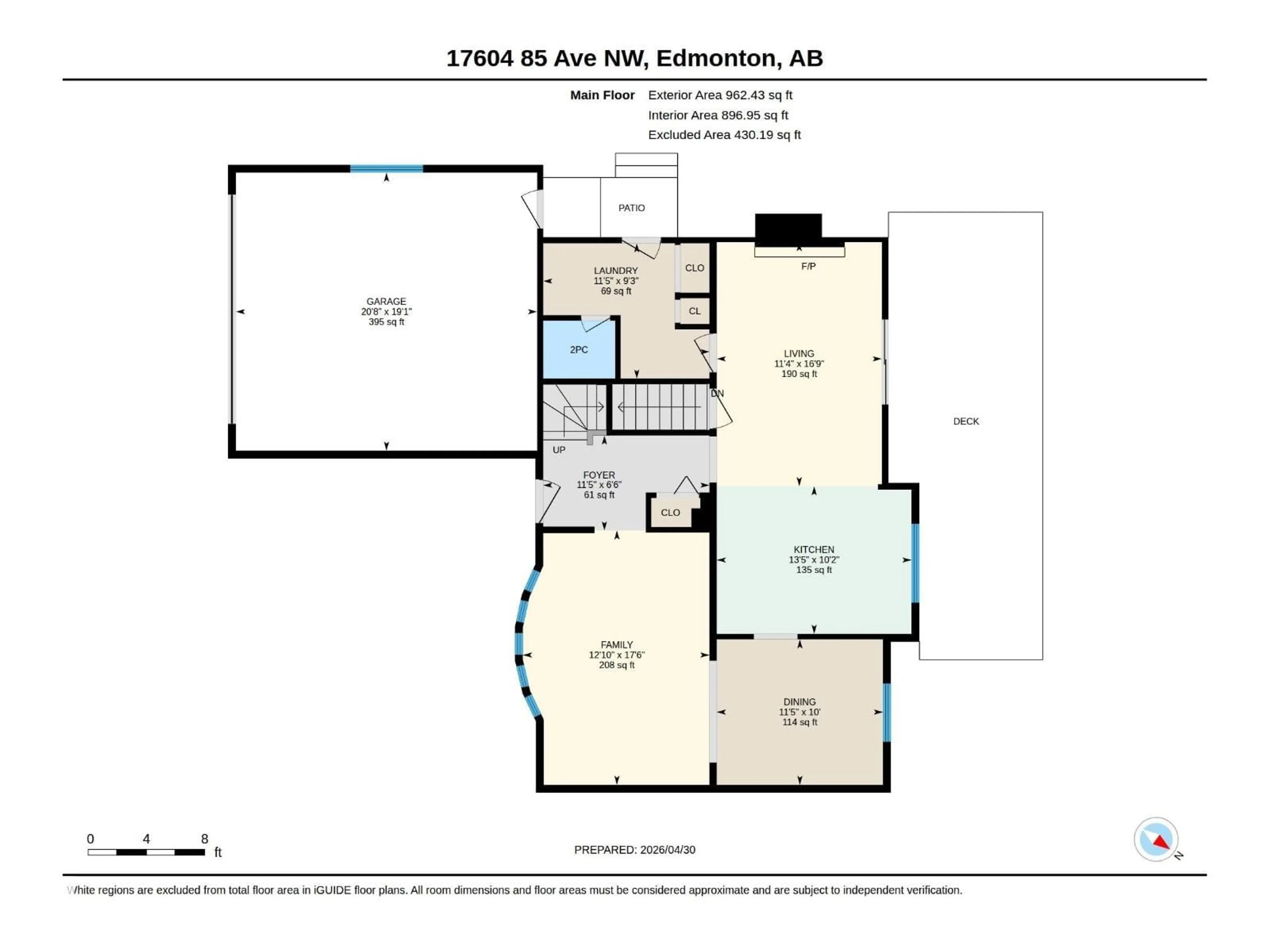 Floor plan for 17604 85 AV, Edmonton Alberta T5T0L2