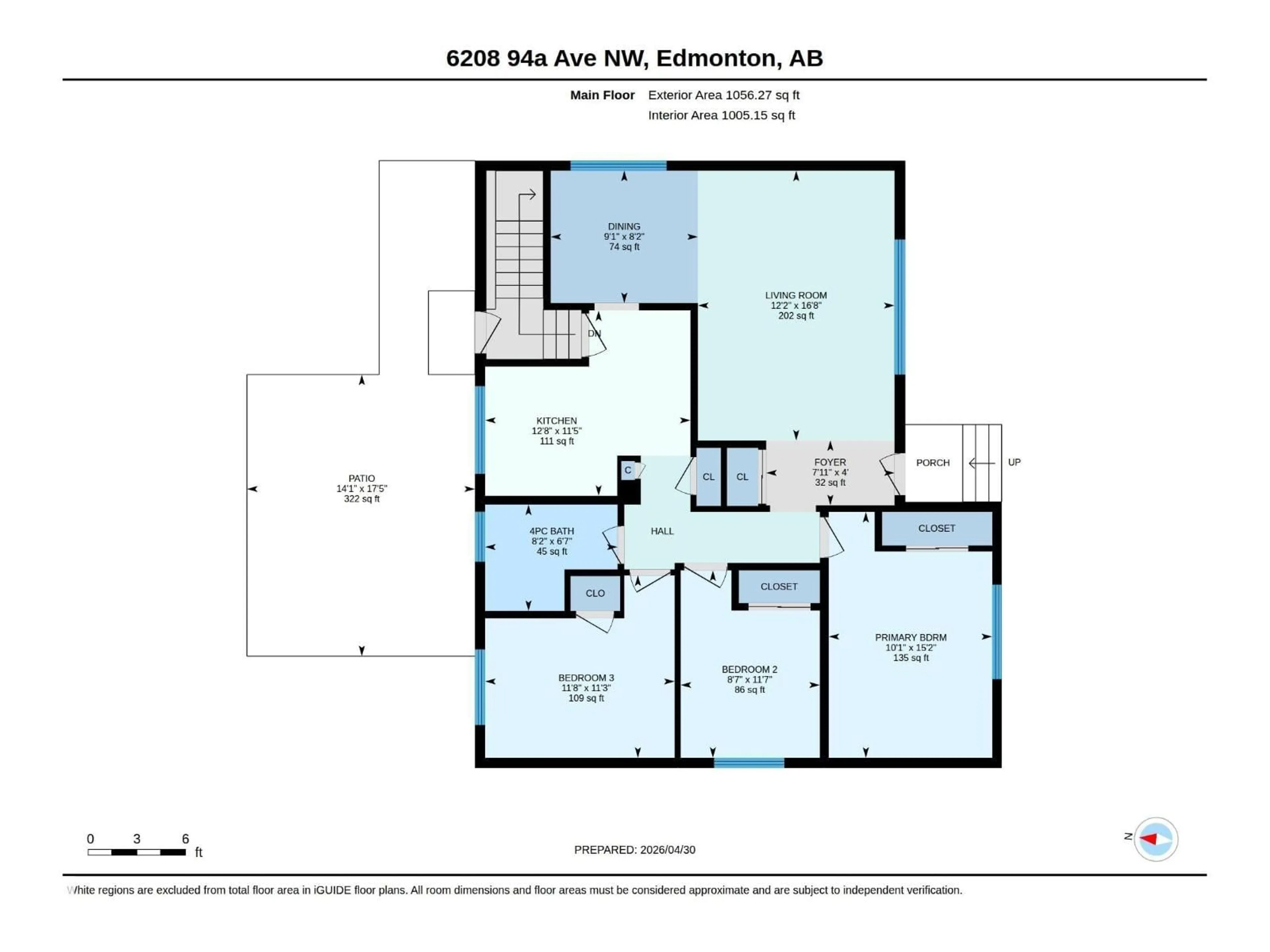 Floor plan for 6208 94A AV, Edmonton Alberta T6B0Y8