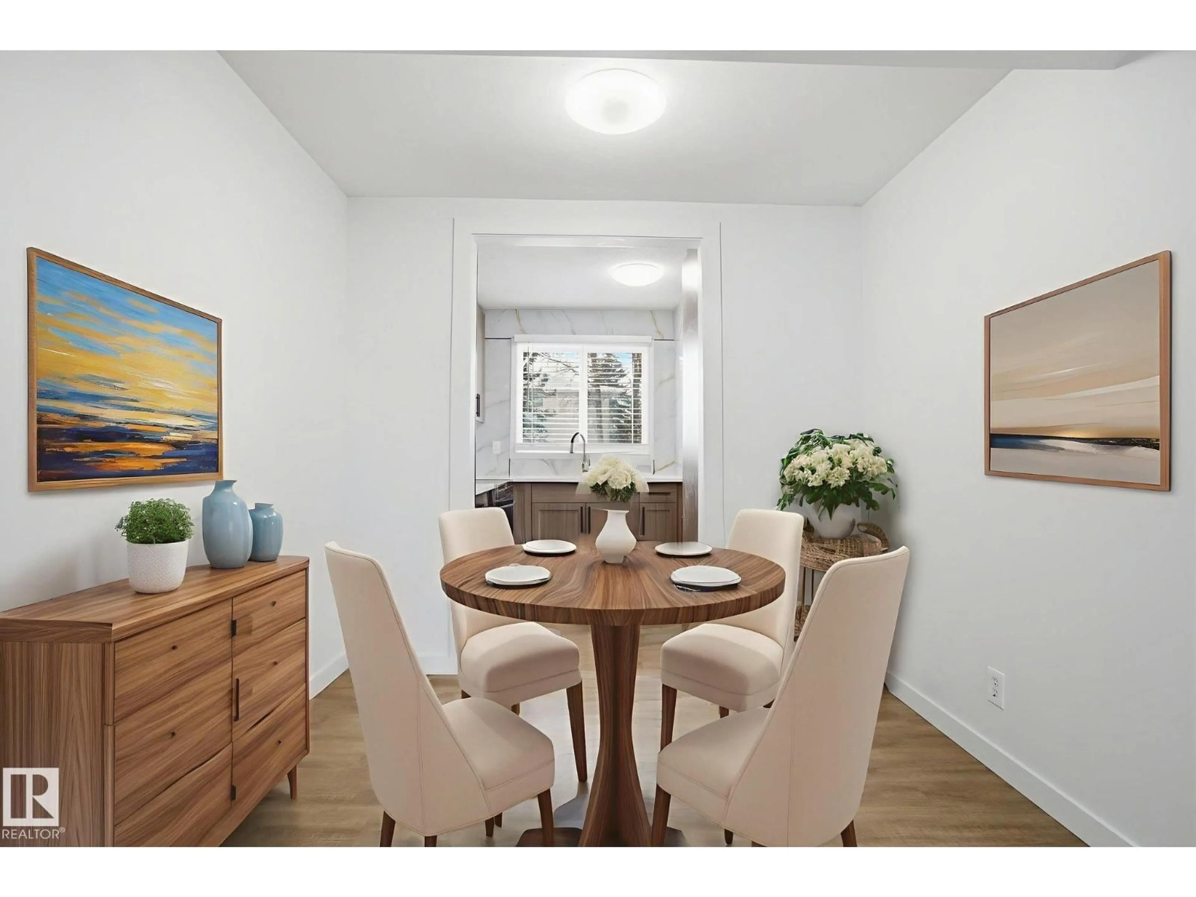 Dining room, wood/laminate floor for 5538 145 AV, Edmonton Alberta T5A3R3