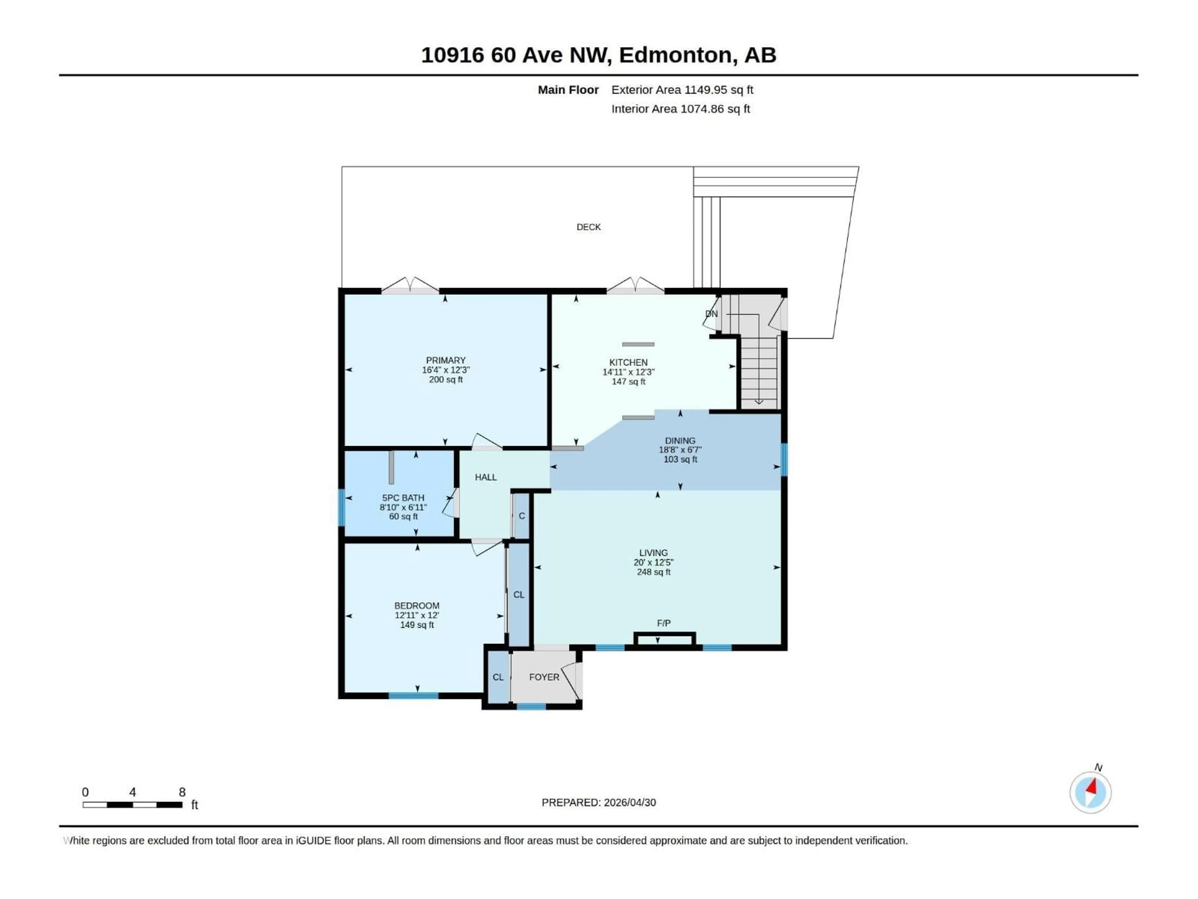 Floor plan for 10916 60 AV, Edmonton Alberta T6H1H9