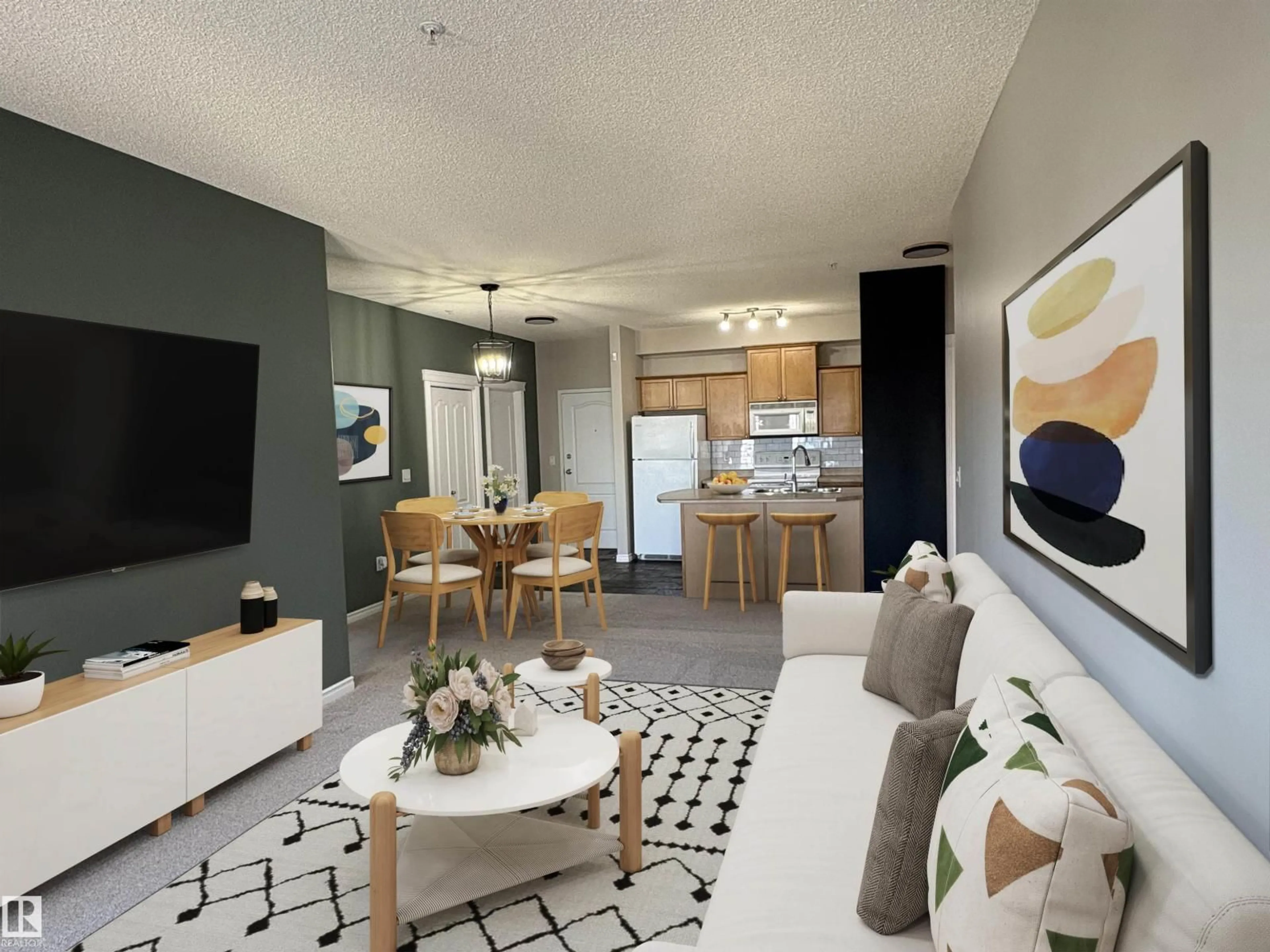 Living room with furniture, unknown for 224 - 16807 100 AV NW, Edmonton Alberta T5P4Z6