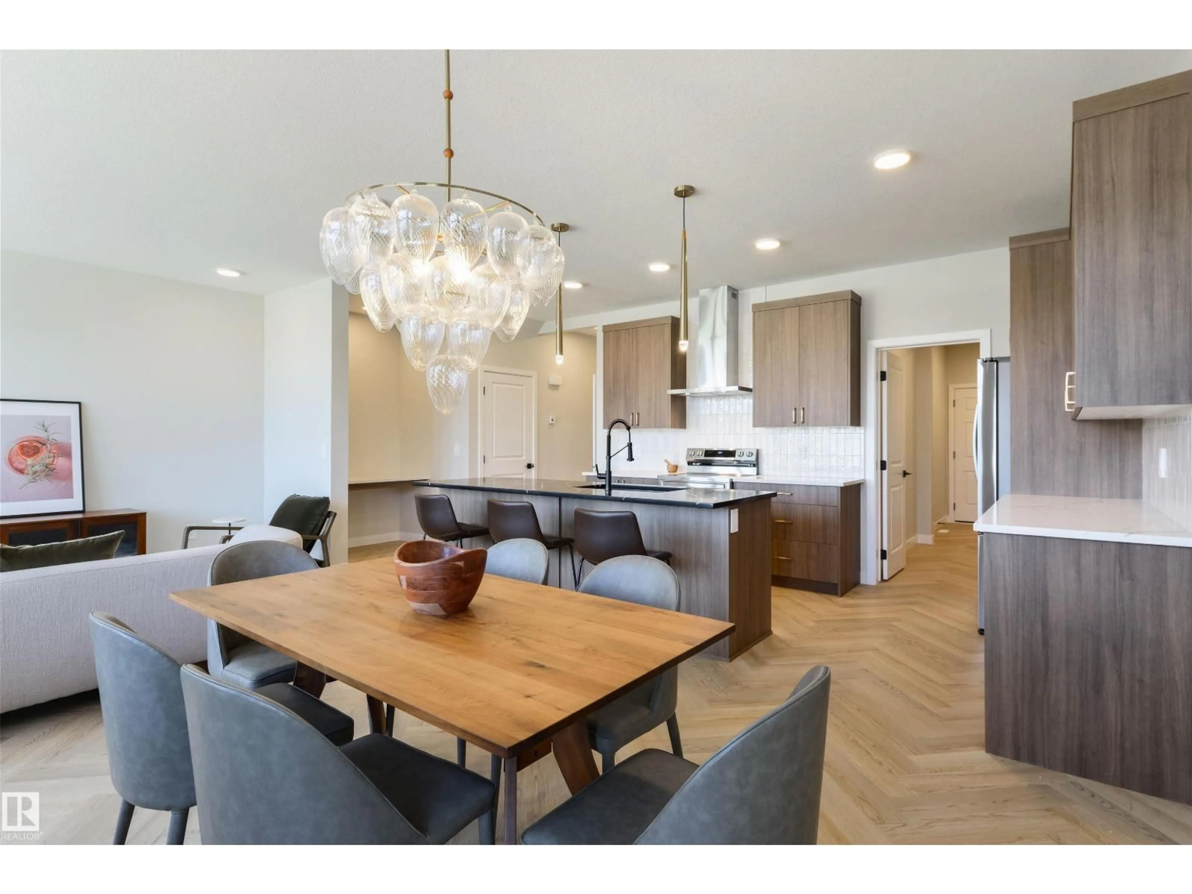 Open concept kitchen, wood/laminate floor for NW - 20612 43 AV, Edmonton Alberta T6M3E3