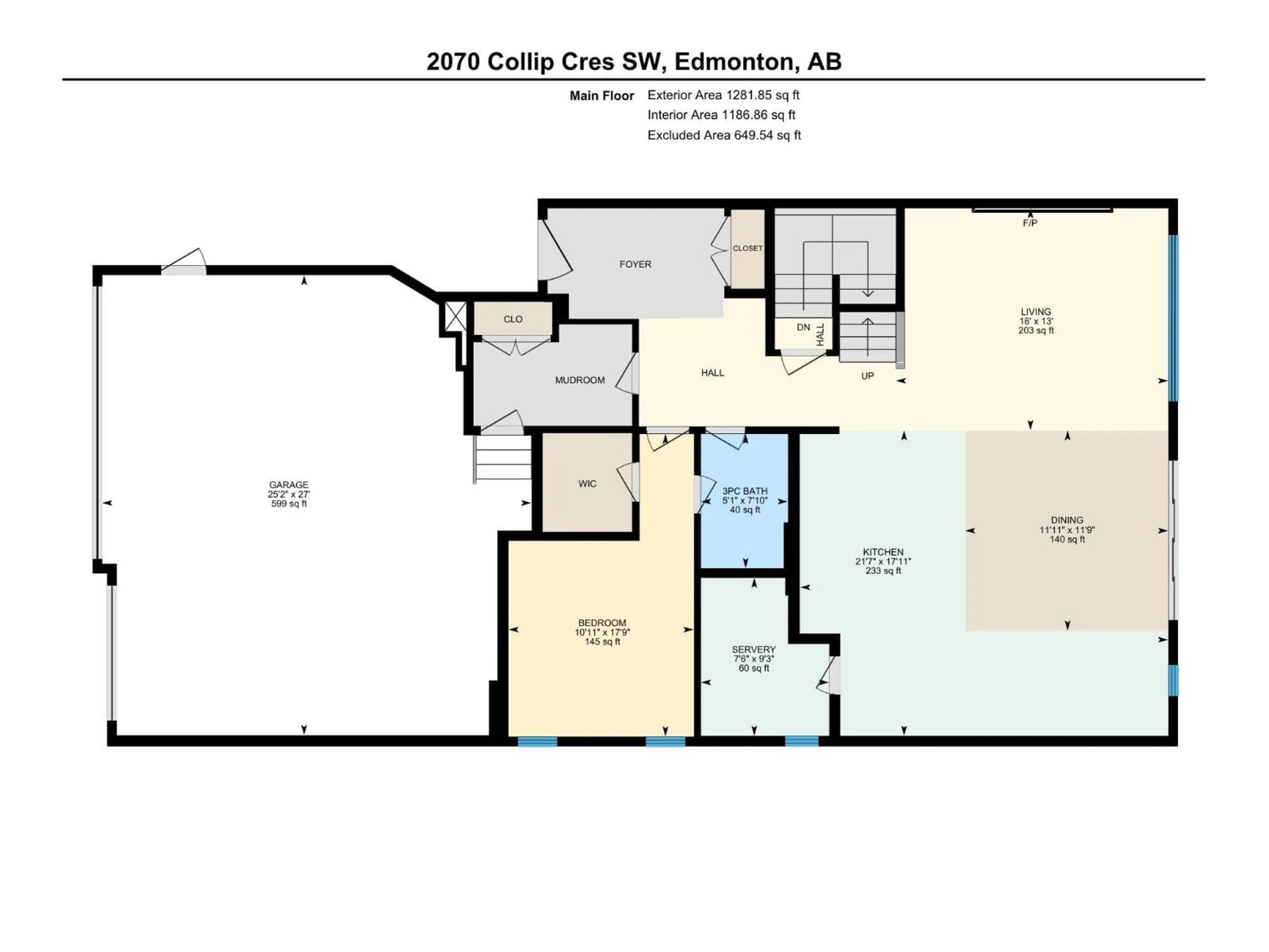 Floor plan for 2070 COLLIP CR, Edmonton Alberta T6W5T5