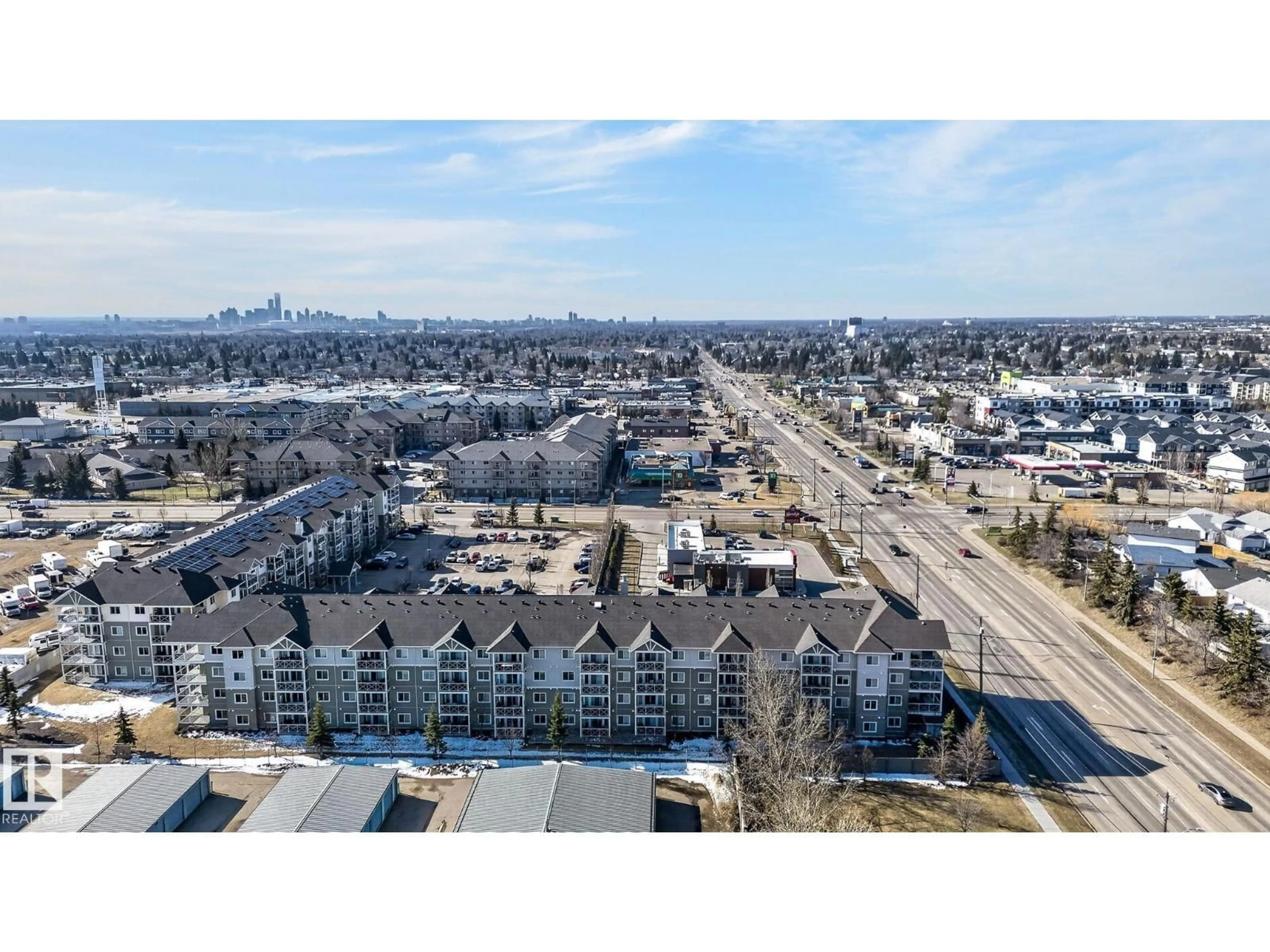A pic from outside/outdoor area/front of a property/back of a property/a pic from drone, city buildings view from balcony for 309 - 12660 142 AV, Edmonton Alberta T5X0J5